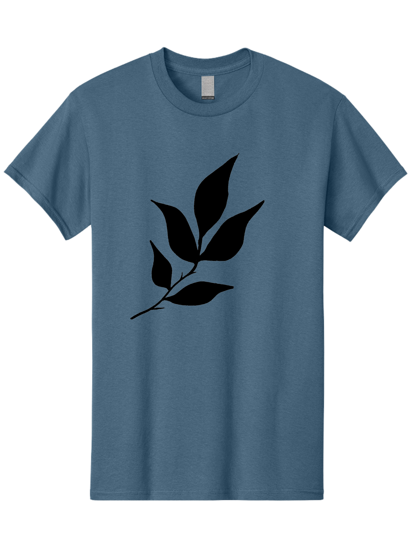 Leaves-8 Men'S Graphic Tee, 100% Cotton, Comfortable Casual Summer Wear, Machine Washable, Black Leaves On Branch, Leaf Silhouette, Minimalist Design, Simple Graphics, Black And Green, Nature Elements, Botanical Illustration, Leaf Graphic - Aaa457