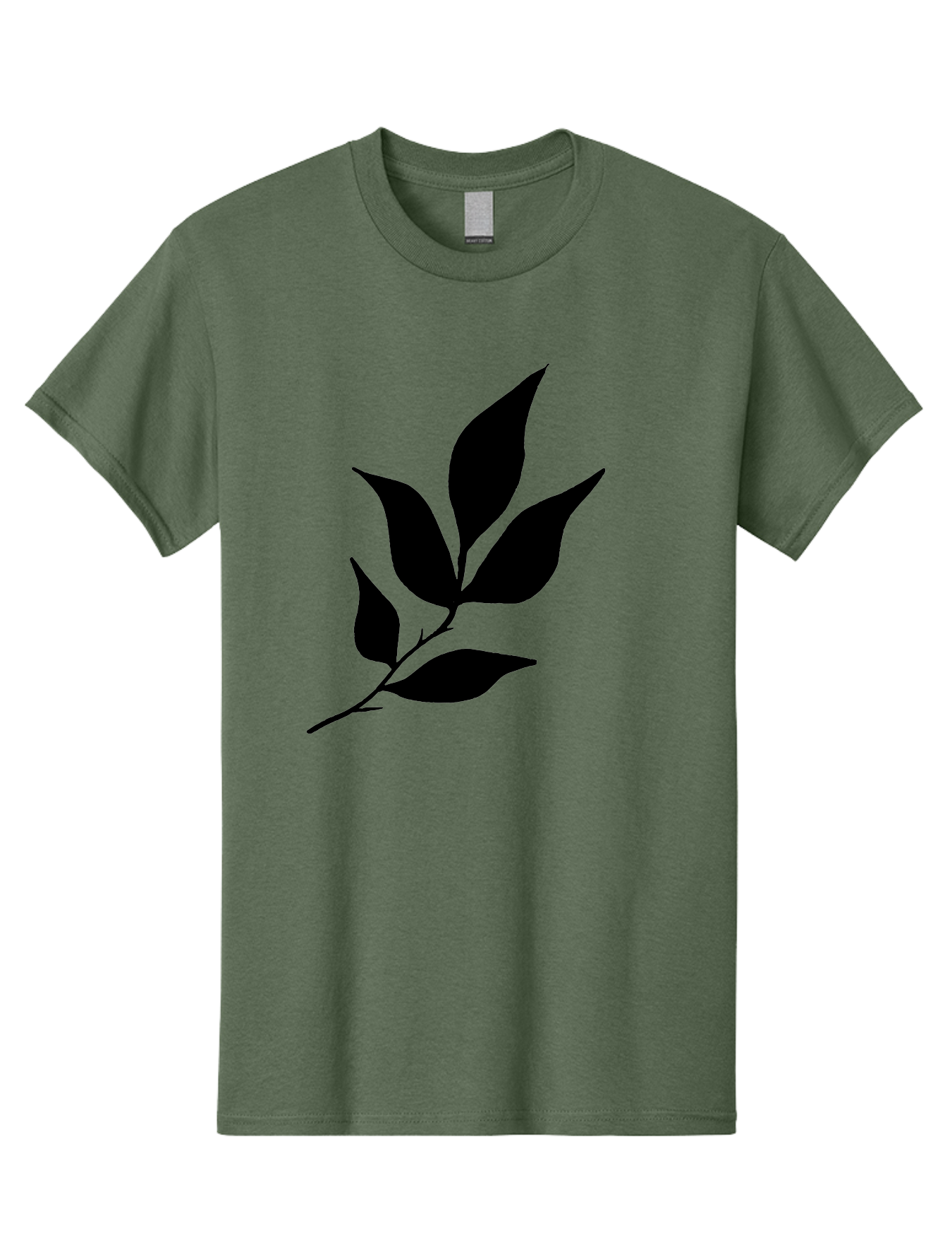 Leaves-8 Men'S Graphic Tee, 100% Cotton, Comfortable Casual Summer Wear, Machine Washable, Black Leaves On Branch, Leaf Silhouette, Minimalist Design, Simple Graphics, Black And Green, Nature Elements, Botanical Illustration, Leaf Graphic - Aaa457