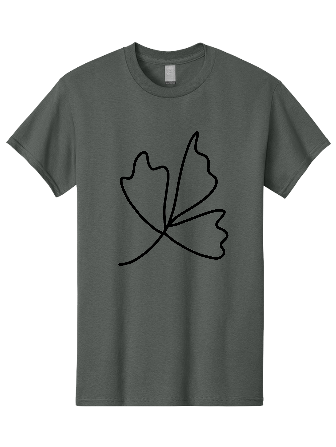 Maple-Leaf Men'S Graphic Tee, 100% Cotton, Comfortable Casual Summer Wear, Machine Washable, Simple Leaf Design, Minimalist Art, Black Outline, Leaf Shape, Abstract Foliage, Modern Illustration, Nature-Inspired Graphics - Aaa461