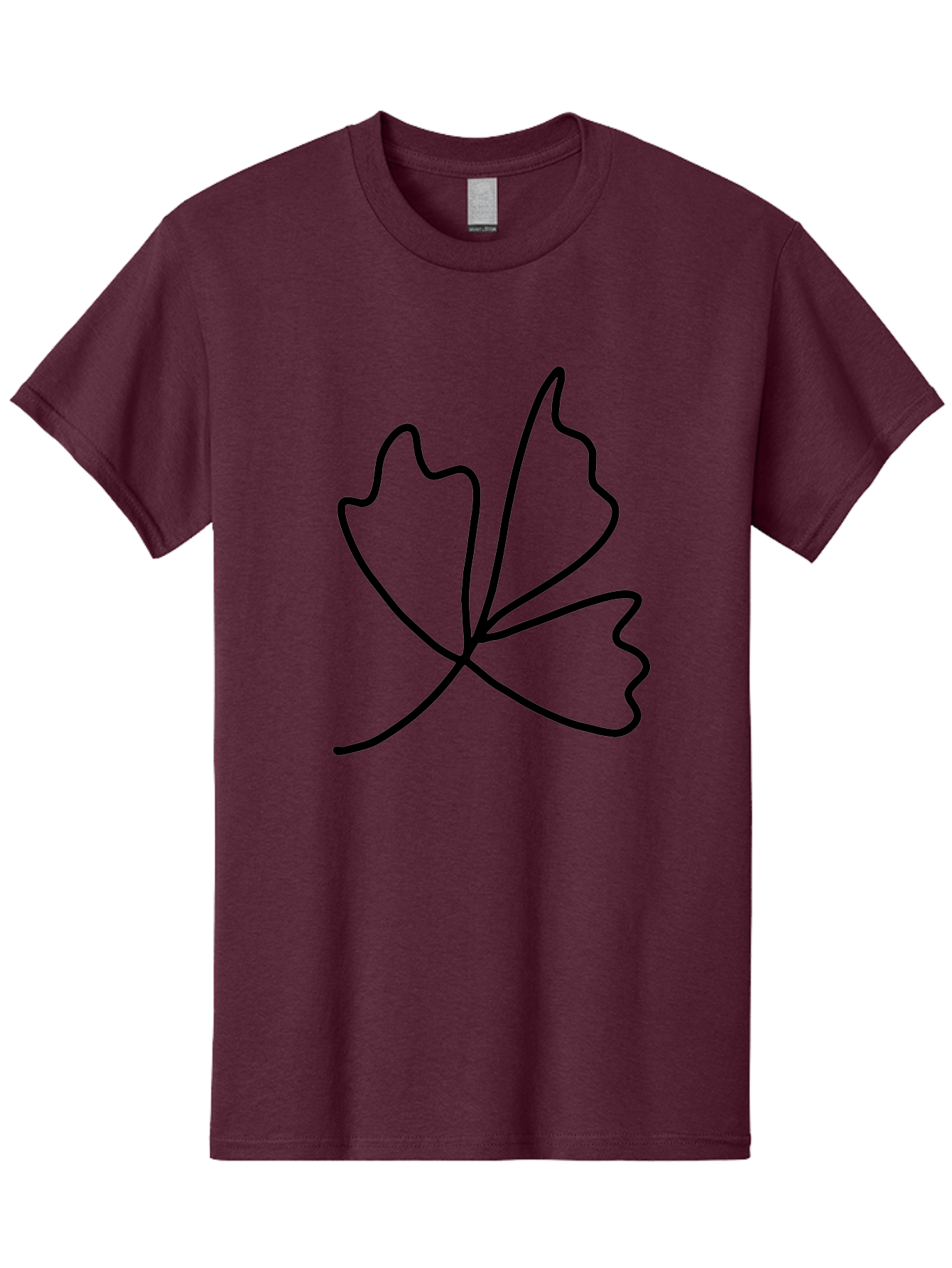 Maple-Leaf Men'S Graphic Tee, 100% Cotton, Comfortable Casual Summer Wear, Machine Washable, Simple Leaf Design, Minimalist Art, Black Outline, Leaf Shape, Abstract Foliage, Modern Illustration, Nature-Inspired Graphics - Aaa461