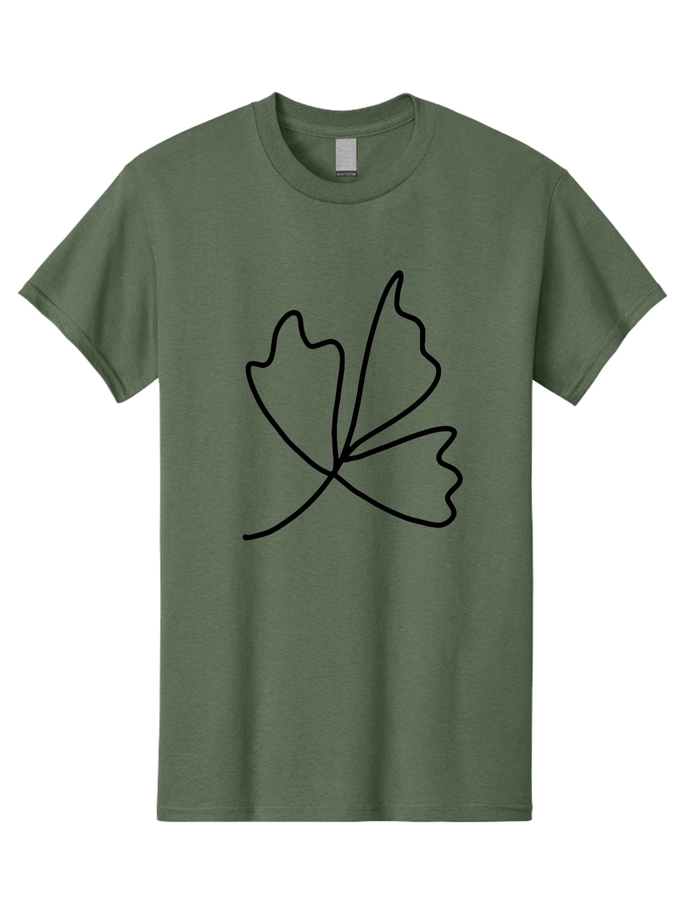 Maple-Leaf Men'S Graphic Tee, 100% Cotton, Comfortable Casual Summer Wear, Machine Washable, Simple Leaf Design, Minimalist Art, Black Outline, Leaf Shape, Abstract Foliage, Modern Illustration, Nature-Inspired Graphics - Aaa461