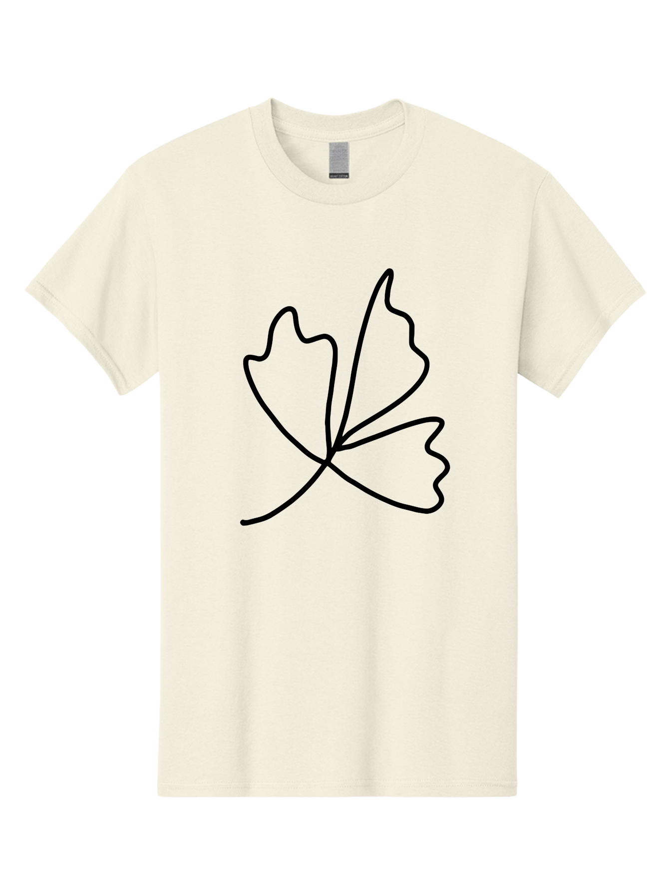 Maple-Leaf Men'S Graphic Tee, 100% Cotton, Comfortable Casual Summer Wear, Machine Washable, Simple Leaf Design, Minimalist Art, Black Outline, Leaf Shape, Abstract Foliage, Modern Illustration, Nature-Inspired Graphics - Aaa461