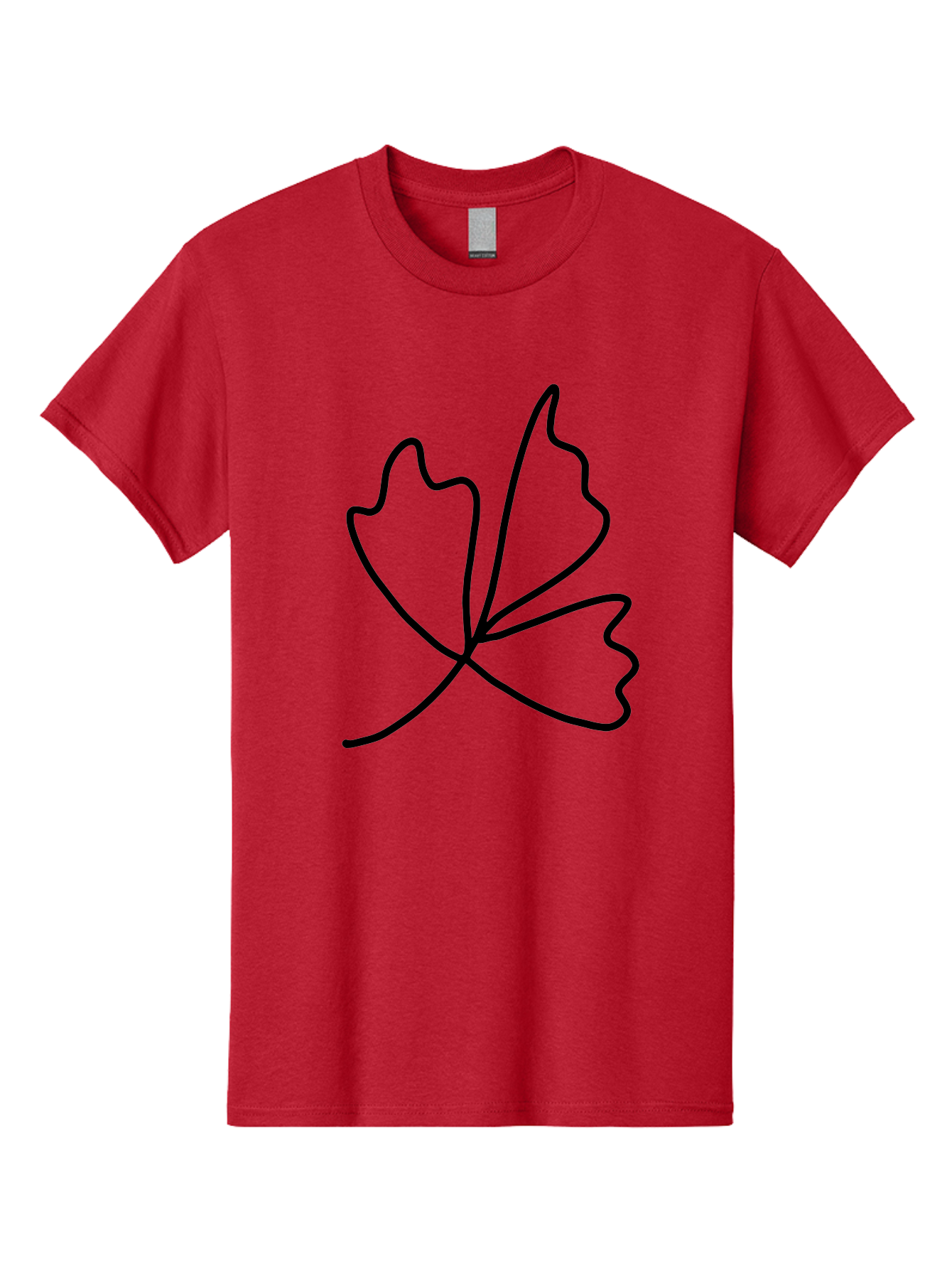 Maple-Leaf Men'S Graphic Tee, 100% Cotton, Comfortable Casual Summer Wear, Machine Washable, Simple Leaf Design, Minimalist Art, Black Outline, Leaf Shape, Abstract Foliage, Modern Illustration, Nature-Inspired Graphics - Aaa461
