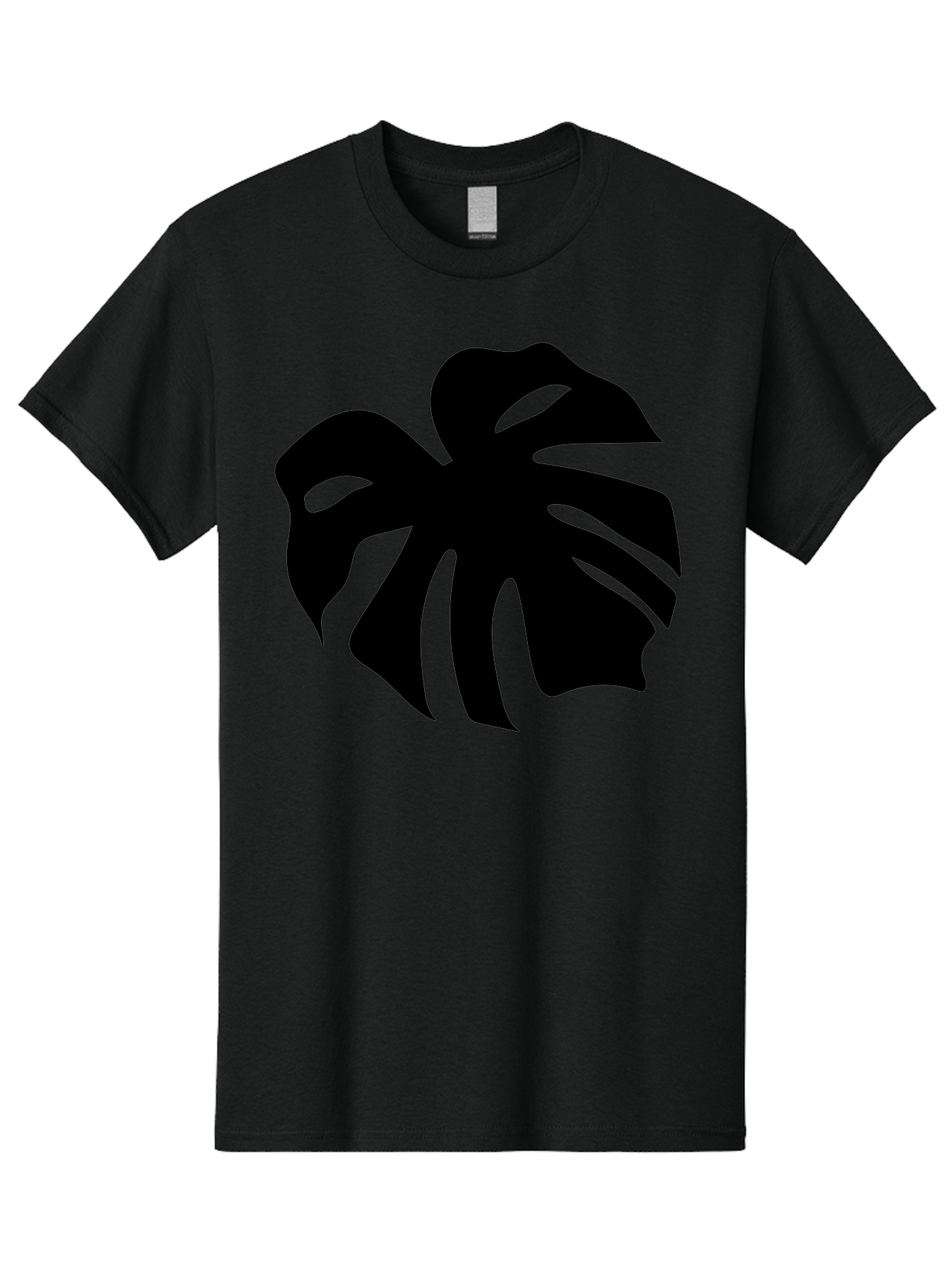 Monstera-Leaf-1 Men'S Graphic Tee, 100% Cotton, Comfortable Casual Summer Wear, Machine Washable, Tropical Leaf, Monstera Deliciosa, Exotic Foliage, Jungle Plants, Unique Shapes, Leafy Greens, Black Silhouette - Aaa466