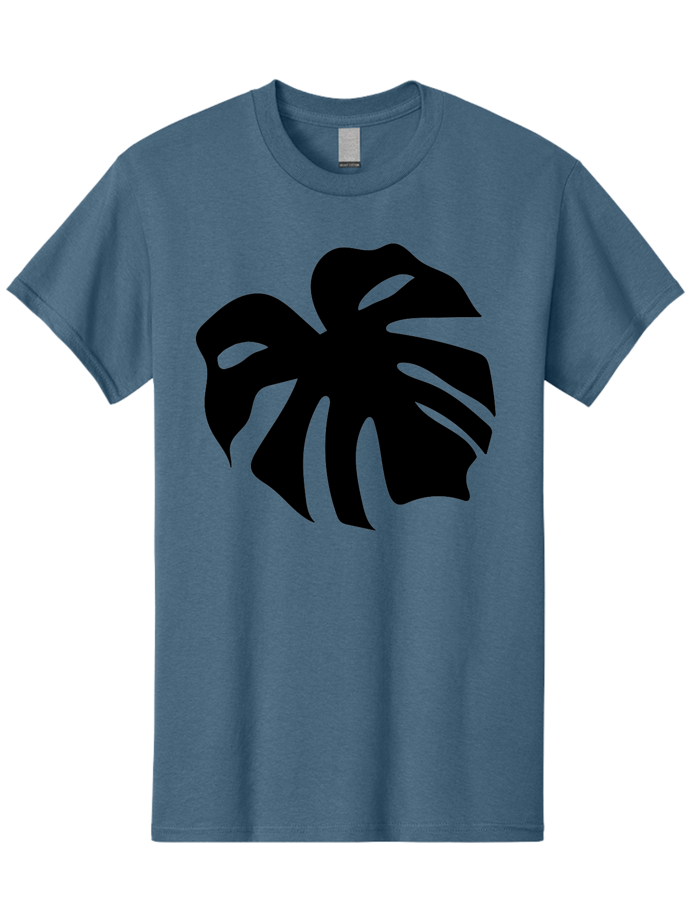 Monstera-Leaf-1 Men'S Graphic Tee, 100% Cotton, Comfortable Casual Summer Wear, Machine Washable, Tropical Leaf, Monstera Deliciosa, Exotic Foliage, Jungle Plants, Unique Shapes, Leafy Greens, Black Silhouette - Aaa466