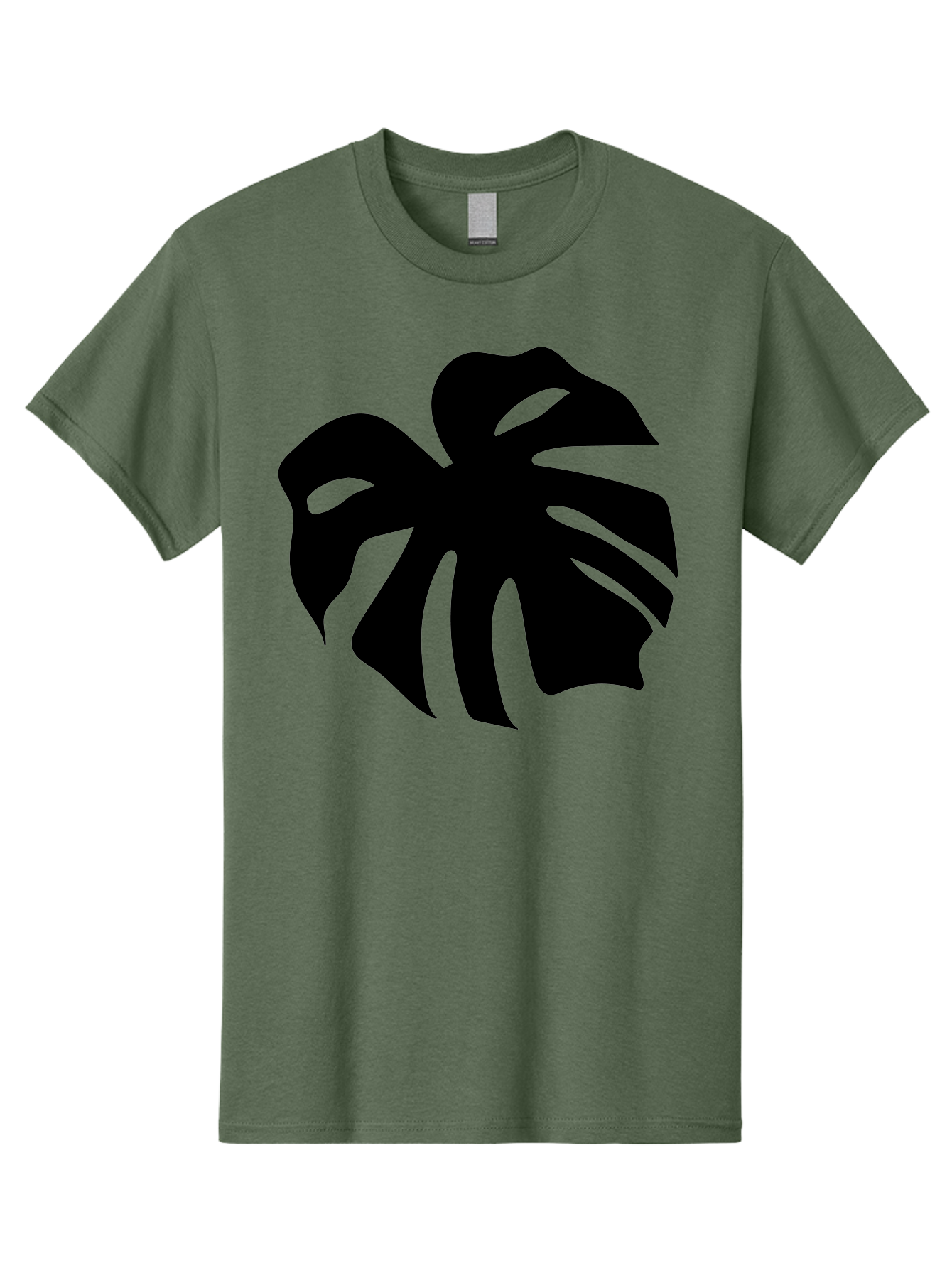 Monstera-Leaf-1 Men'S Graphic Tee, 100% Cotton, Comfortable Casual Summer Wear, Machine Washable, Tropical Leaf, Monstera Deliciosa, Exotic Foliage, Jungle Plants, Unique Shapes, Leafy Greens, Black Silhouette - Aaa466