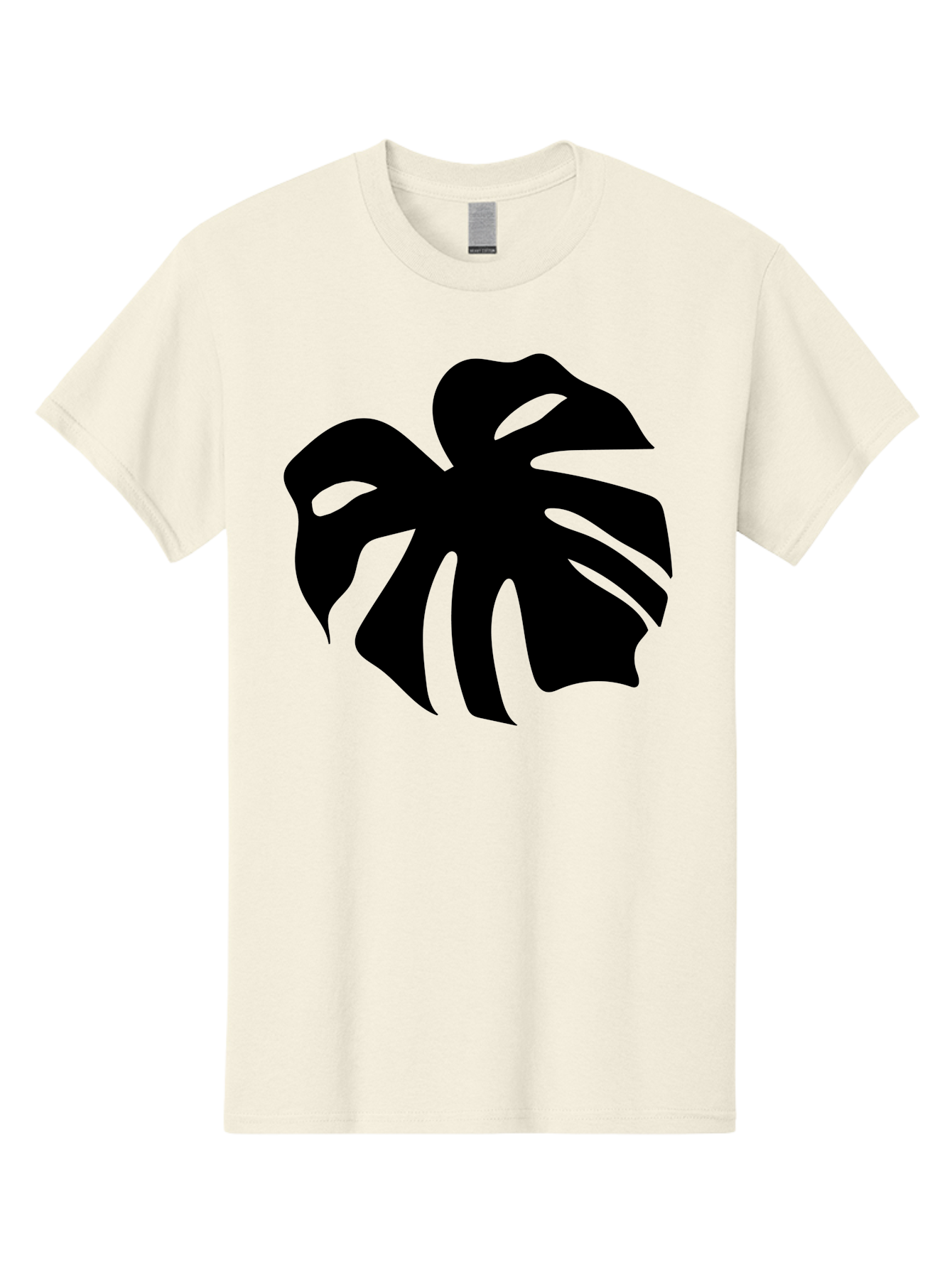 Monstera-Leaf-1 Men'S Graphic Tee, 100% Cotton, Comfortable Casual Summer Wear, Machine Washable, Tropical Leaf, Monstera Deliciosa, Exotic Foliage, Jungle Plants, Unique Shapes, Leafy Greens, Black Silhouette - Aaa466