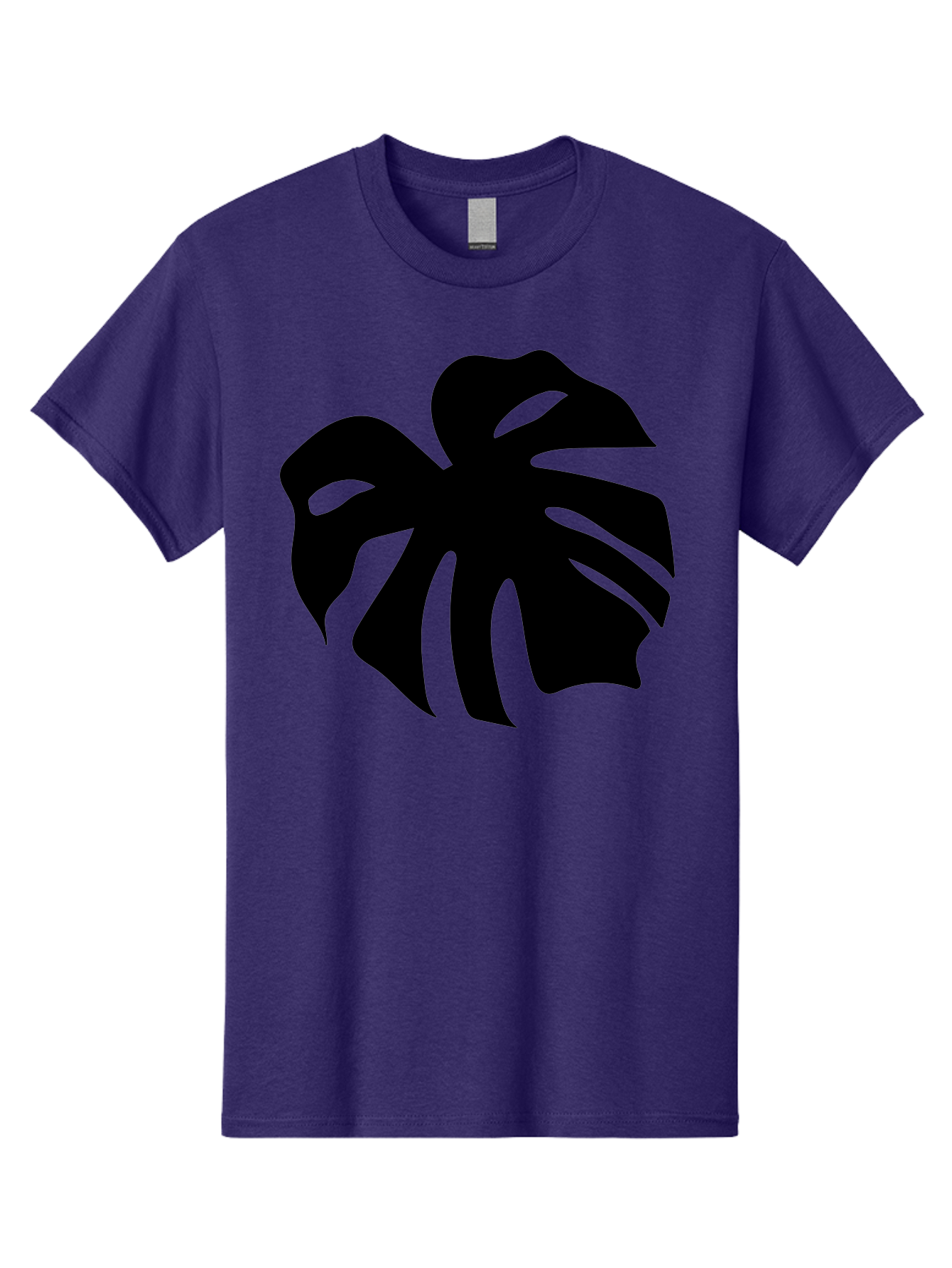Monstera-Leaf-1 Men'S Graphic Tee, 100% Cotton, Comfortable Casual Summer Wear, Machine Washable, Tropical Leaf, Monstera Deliciosa, Exotic Foliage, Jungle Plants, Unique Shapes, Leafy Greens, Black Silhouette - Aaa466