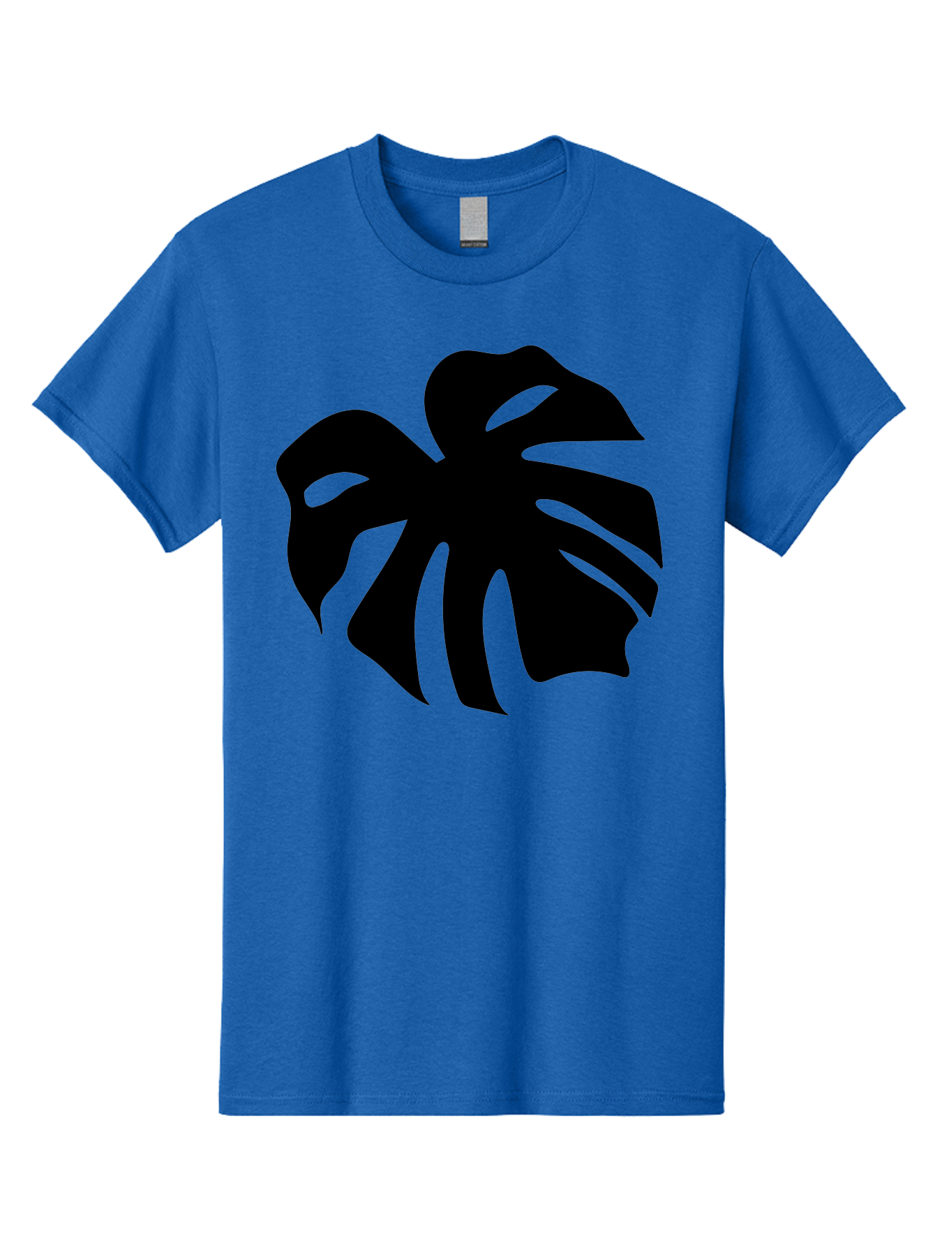 Monstera-Leaf-1 Men'S Graphic Tee, 100% Cotton, Comfortable Casual Summer Wear, Machine Washable, Tropical Leaf, Monstera Deliciosa, Exotic Foliage, Jungle Plants, Unique Shapes, Leafy Greens, Black Silhouette - Aaa466