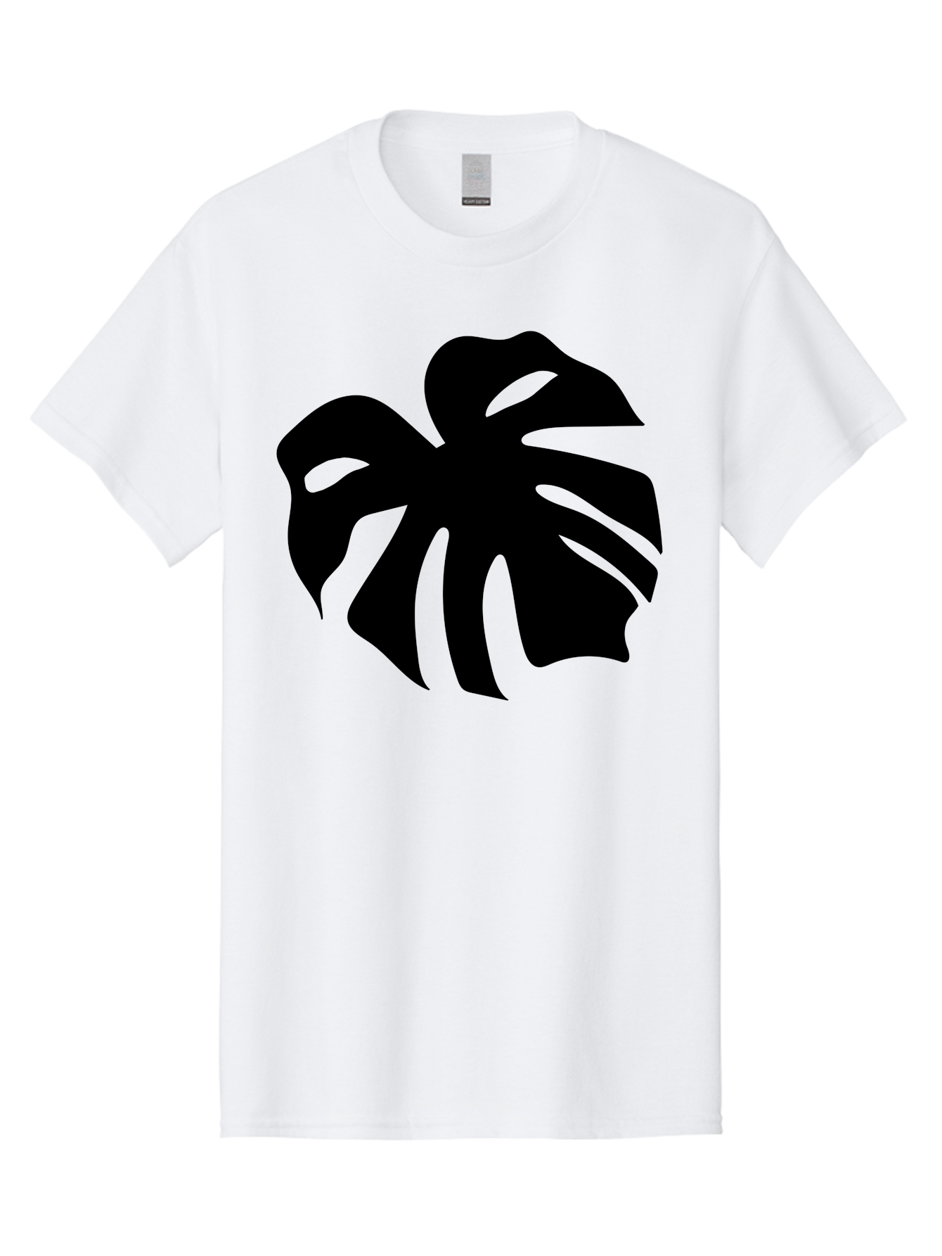 Monstera-Leaf-1 Men'S Graphic Tee, 100% Cotton, Comfortable Casual Summer Wear, Machine Washable, Tropical Leaf, Monstera Deliciosa, Exotic Foliage, Jungle Plants, Unique Shapes, Leafy Greens, Black Silhouette - Aaa466