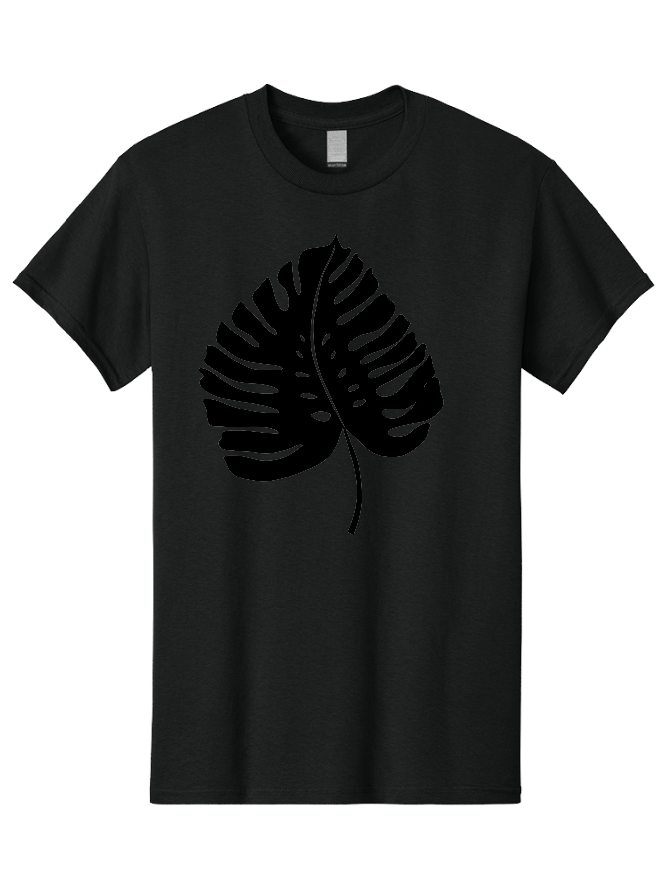 Monstera-Leaf-2 Men'S Graphic Tee, 100% Cotton, Comfortable Casual Summer Wear, Machine Washable, Tropical Leaf, Monstera Deliciosa, Exotic Foliage, Black Silhouette, Minimalist Design, Nature-Inspired Art, Botanical Illustration, - Aaa467