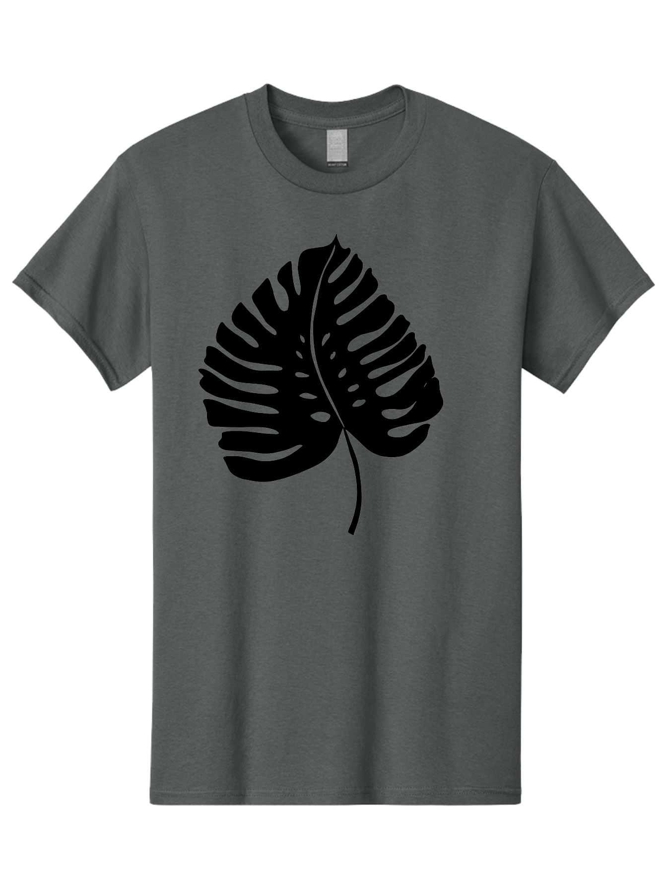 Monstera-Leaf-2 Men'S Graphic Tee, 100% Cotton, Comfortable Casual Summer Wear, Machine Washable, Tropical Leaf, Monstera Deliciosa, Exotic Foliage, Black Silhouette, Minimalist Design, Nature-Inspired Art, Botanical Illustration, - Aaa467