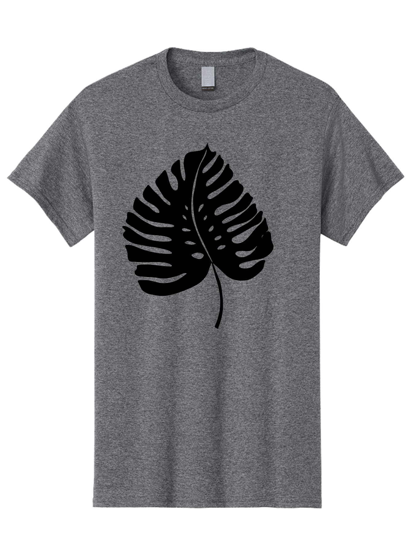 Monstera-Leaf-2 Men'S Graphic Tee, 100% Cotton, Comfortable Casual Summer Wear, Machine Washable, Tropical Leaf, Monstera Deliciosa, Exotic Foliage, Black Silhouette, Minimalist Design, Nature-Inspired Art, Botanical Illustration, - Aaa467