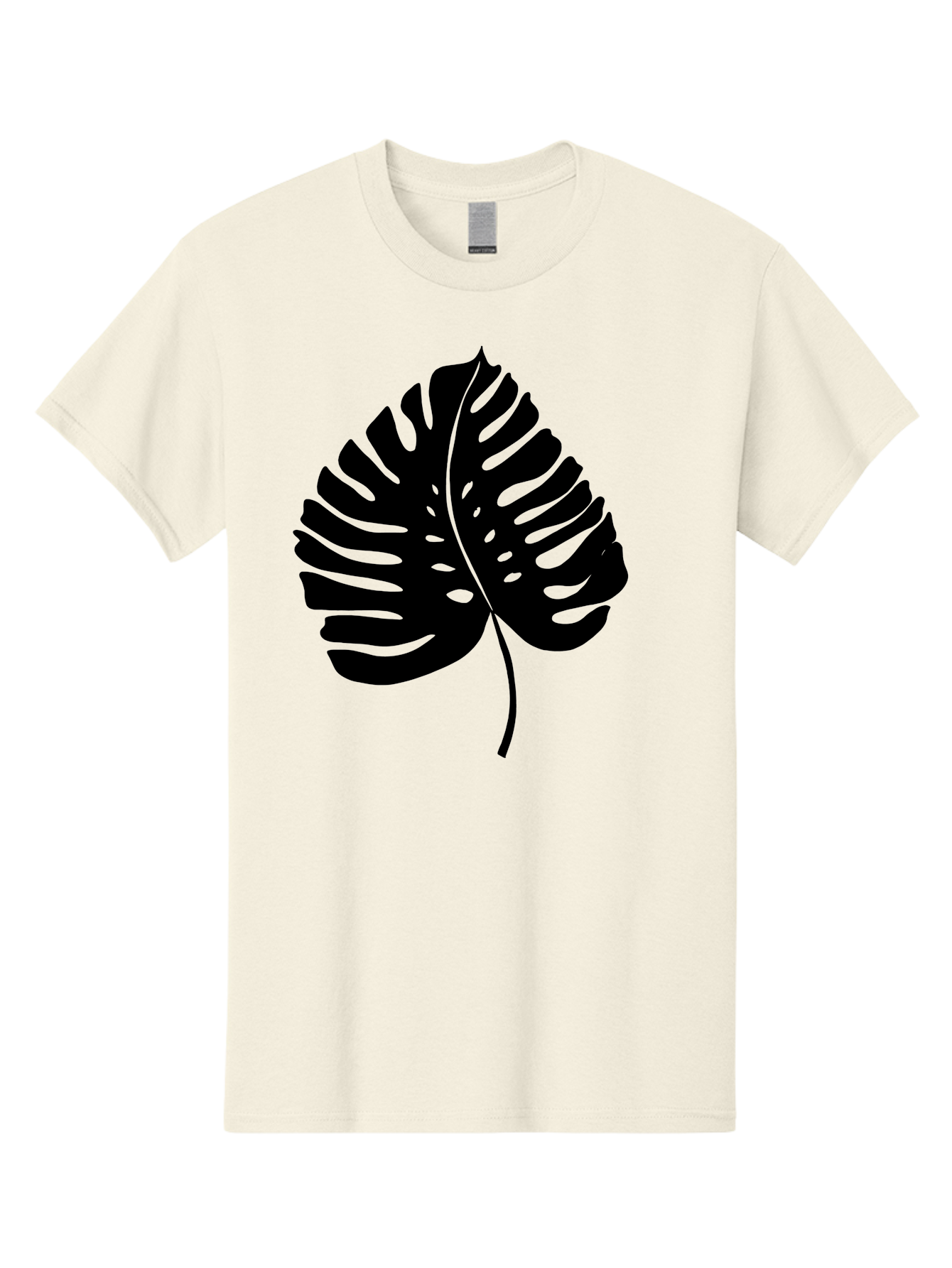 Monstera-Leaf-2 Men'S Graphic Tee, 100% Cotton, Comfortable Casual Summer Wear, Machine Washable, Tropical Leaf, Monstera Deliciosa, Exotic Foliage, Black Silhouette, Minimalist Design, Nature-Inspired Art, Botanical Illustration, - Aaa467