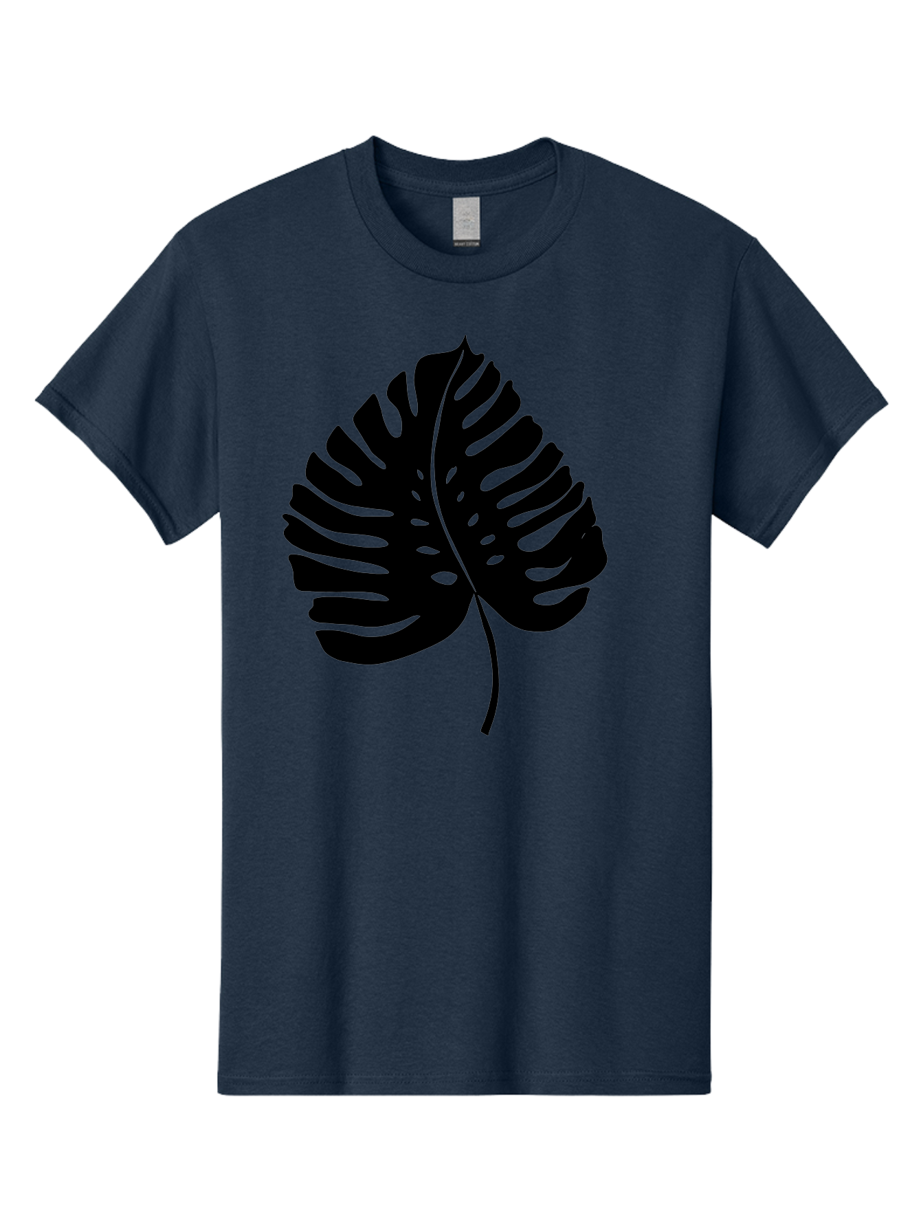 Monstera-Leaf-2 Men'S Graphic Tee, 100% Cotton, Comfortable Casual Summer Wear, Machine Washable, Tropical Leaf, Monstera Deliciosa, Exotic Foliage, Black Silhouette, Minimalist Design, Nature-Inspired Art, Botanical Illustration, - Aaa467