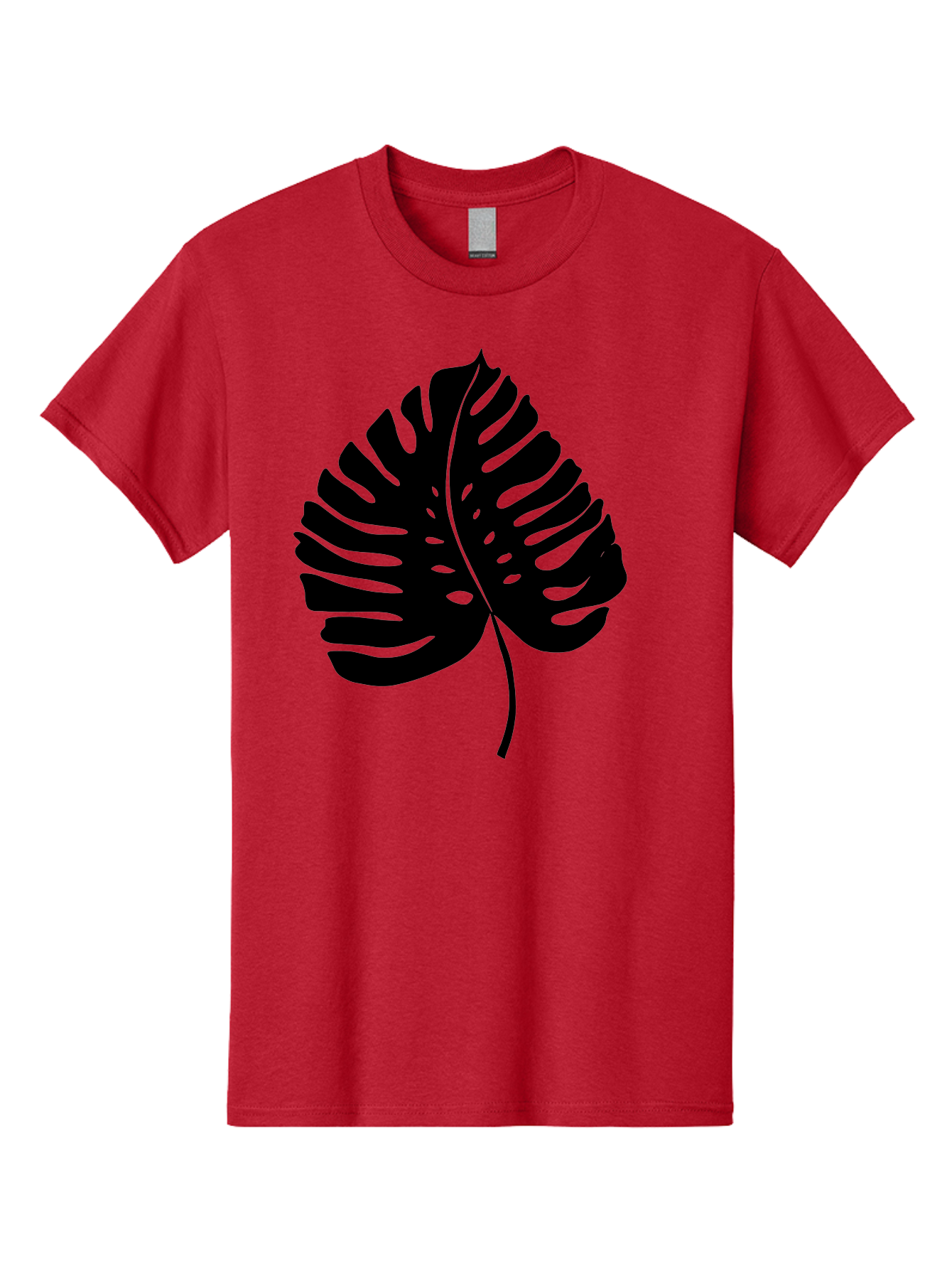 Monstera-Leaf-2 Men'S Graphic Tee, 100% Cotton, Comfortable Casual Summer Wear, Machine Washable, Tropical Leaf, Monstera Deliciosa, Exotic Foliage, Black Silhouette, Minimalist Design, Nature-Inspired Art, Botanical Illustration, - Aaa467