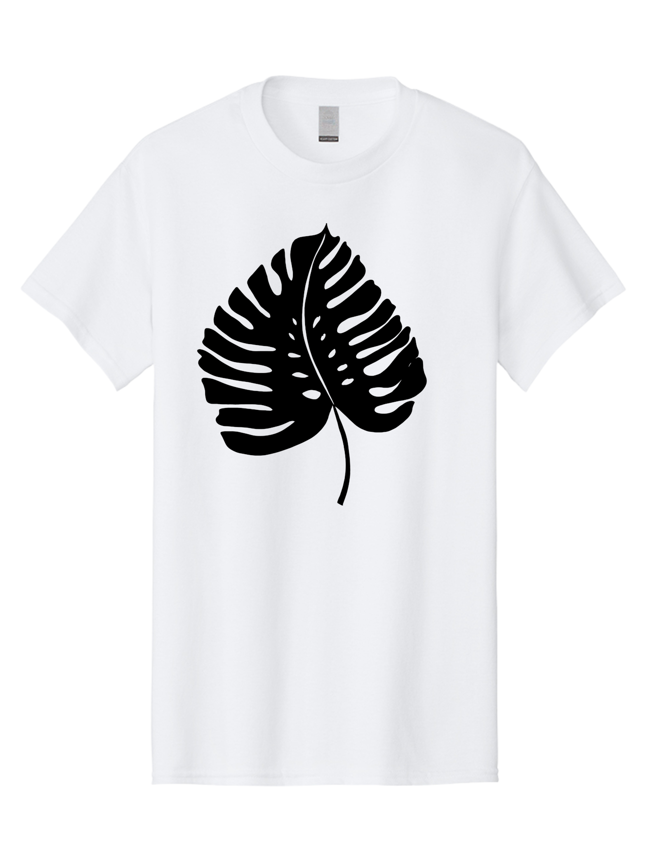 Monstera-Leaf-2 Men'S Graphic Tee, 100% Cotton, Comfortable Casual Summer Wear, Machine Washable, Tropical Leaf, Monstera Deliciosa, Exotic Foliage, Black Silhouette, Minimalist Design, Nature-Inspired Art, Botanical Illustration, - Aaa467