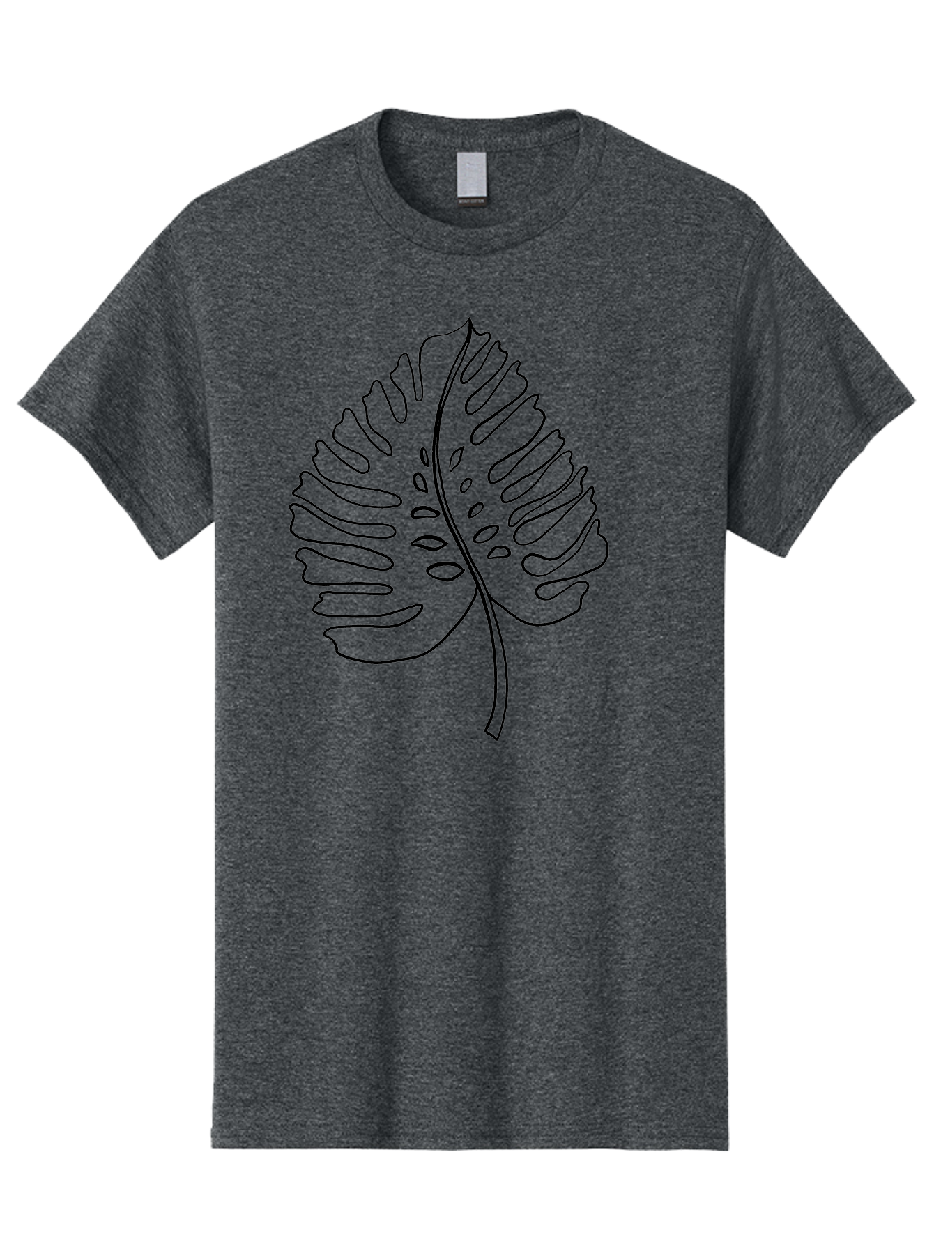 Monstera-Leaf Men'S Graphic Tee, 100% Cotton, Comfortable Casual Summer Wear, Machine Washable, Monstera Leaf, Tropical Foliage, Minimalist Design, Black Outline, Simple Illustration, Houseplant Graphics, Leaf Pattern, Exotic Plants, - Aaa468