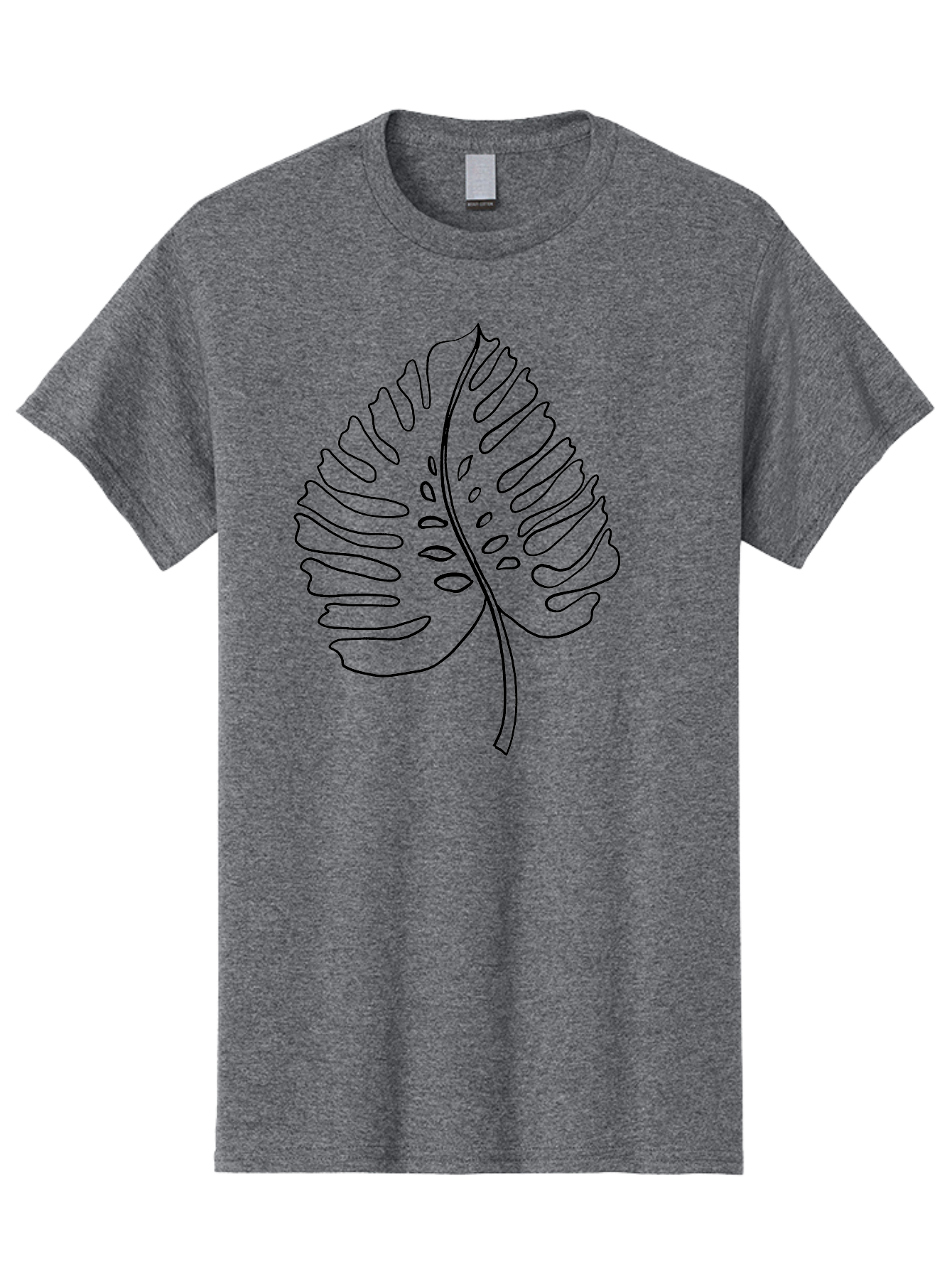Monstera-Leaf Men'S Graphic Tee, 100% Cotton, Comfortable Casual Summer Wear, Machine Washable, Monstera Leaf, Tropical Foliage, Minimalist Design, Black Outline, Simple Illustration, Houseplant Graphics, Leaf Pattern, Exotic Plants, - Aaa468
