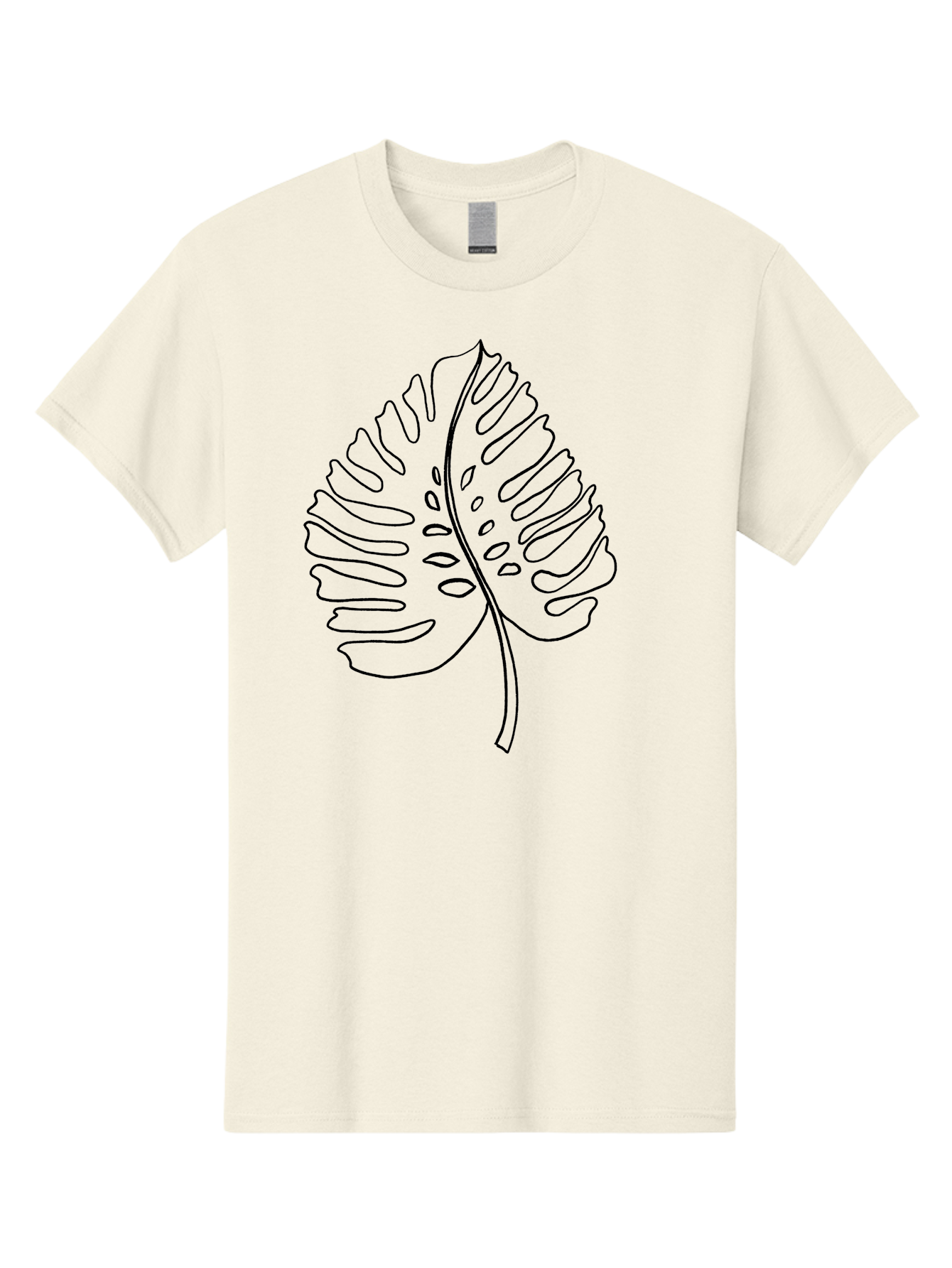 Monstera-Leaf Men'S Graphic Tee, 100% Cotton, Comfortable Casual Summer Wear, Machine Washable, Monstera Leaf, Tropical Foliage, Minimalist Design, Black Outline, Simple Illustration, Houseplant Graphics, Leaf Pattern, Exotic Plants, - Aaa468