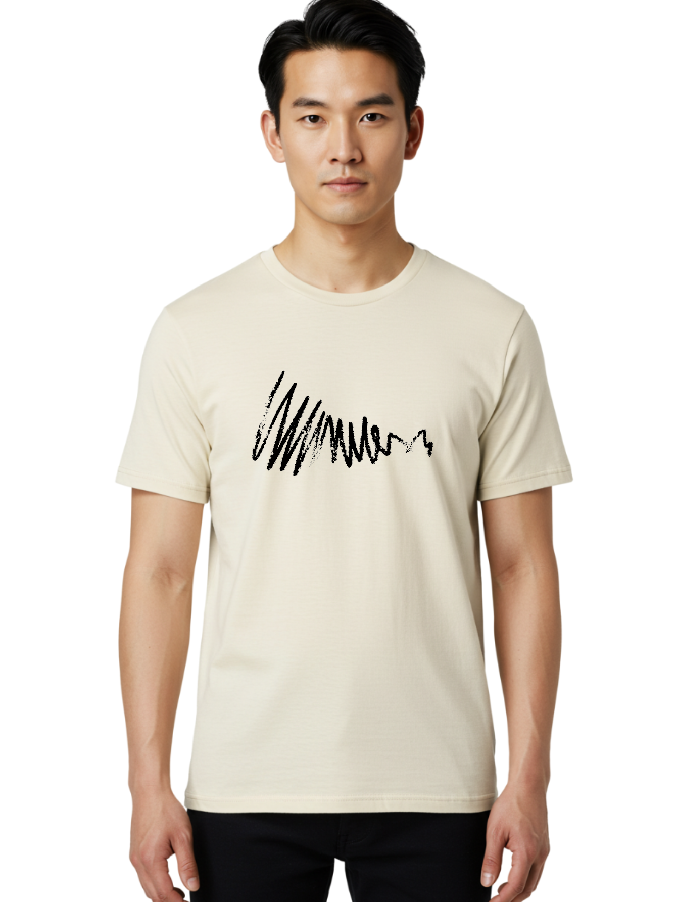 Mummer Men'S Graphic Tee, 100% Cotton, Comfortable Casual Summer Wear, Machine Washable, Black Scribble, Handwriting, Cursive Text, Abstract Design, Creative Typography, Mummer Word, Dynamic Lines, Artistic Expression - Aaa470