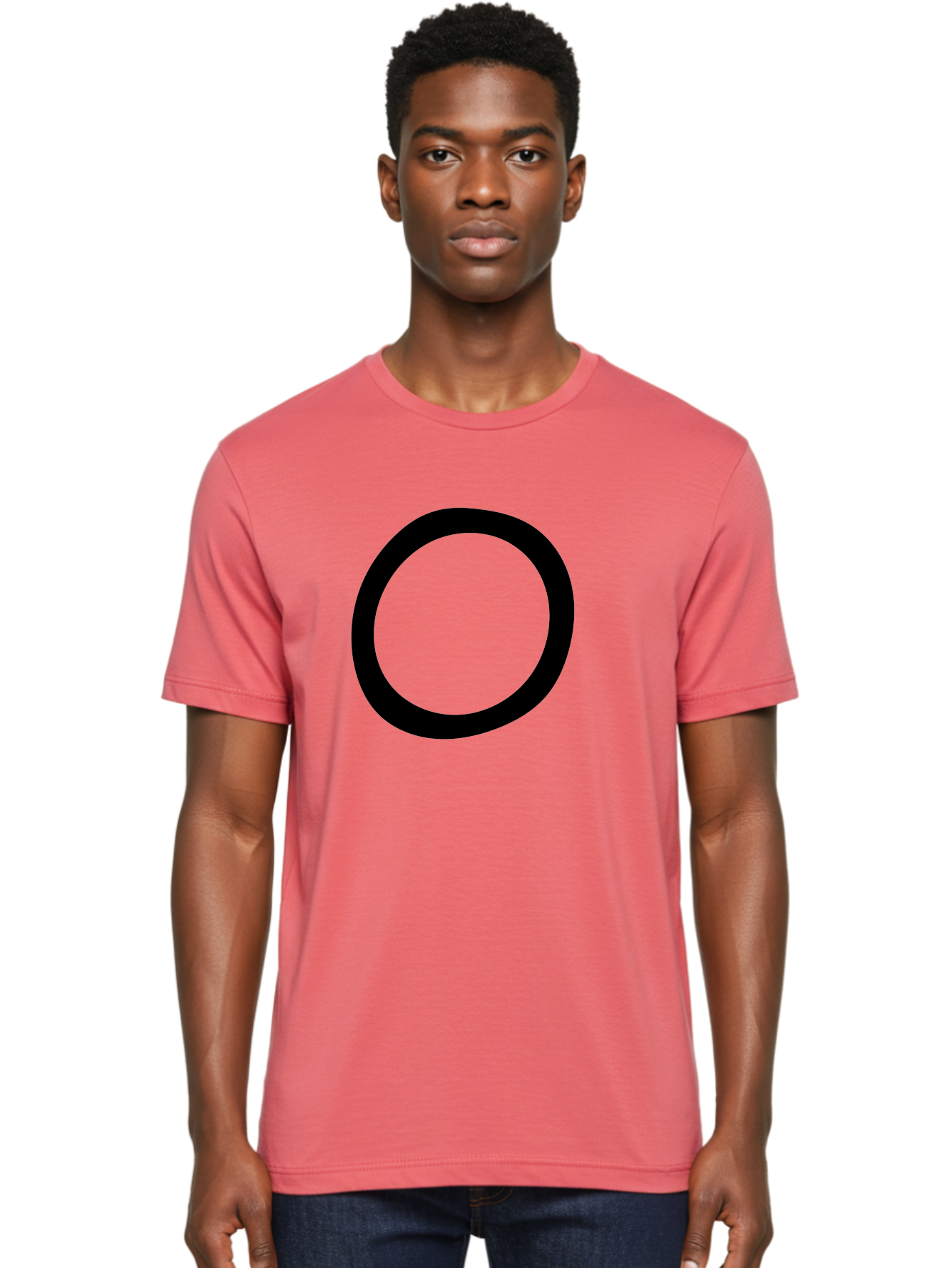 O Men'S Graphic Tee, 100% Cotton, Comfortable Casual Summer Wear, Machine Washable, Black Circle, Simple Shape, Minimalist Design, Bold Graphics, Modern Art, Abstract Symbol, Geometric Figure - Aaa472