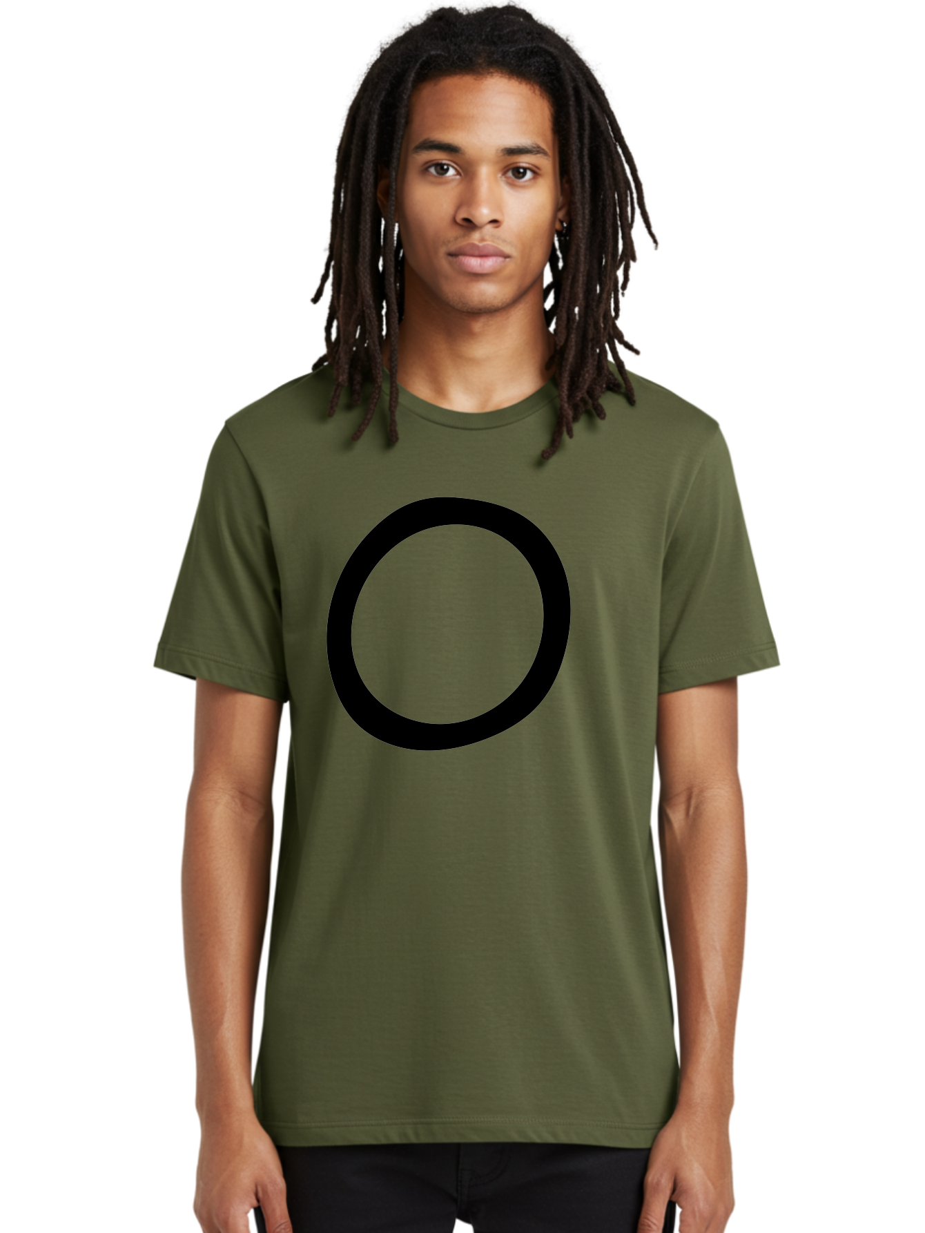 O Men'S Graphic Tee, 100% Cotton, Comfortable Casual Summer Wear, Machine Washable, Black Circle, Simple Shape, Minimalist Design, Bold Graphics, Modern Art, Abstract Symbol, Geometric Figure - Aaa472