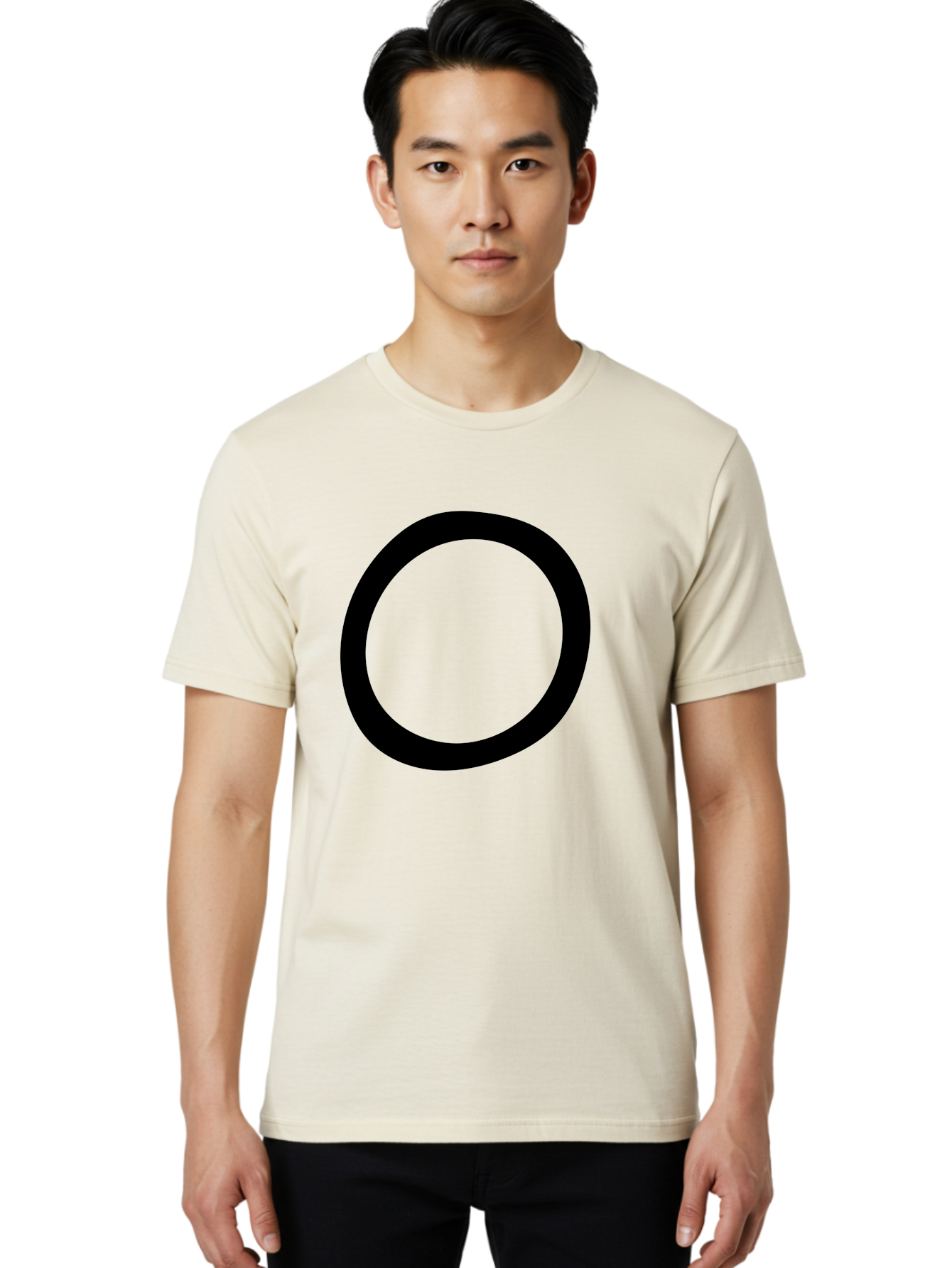 O Men'S Graphic Tee, 100% Cotton, Comfortable Casual Summer Wear, Machine Washable, Black Circle, Simple Shape, Minimalist Design, Bold Graphics, Modern Art, Abstract Symbol, Geometric Figure - Aaa472