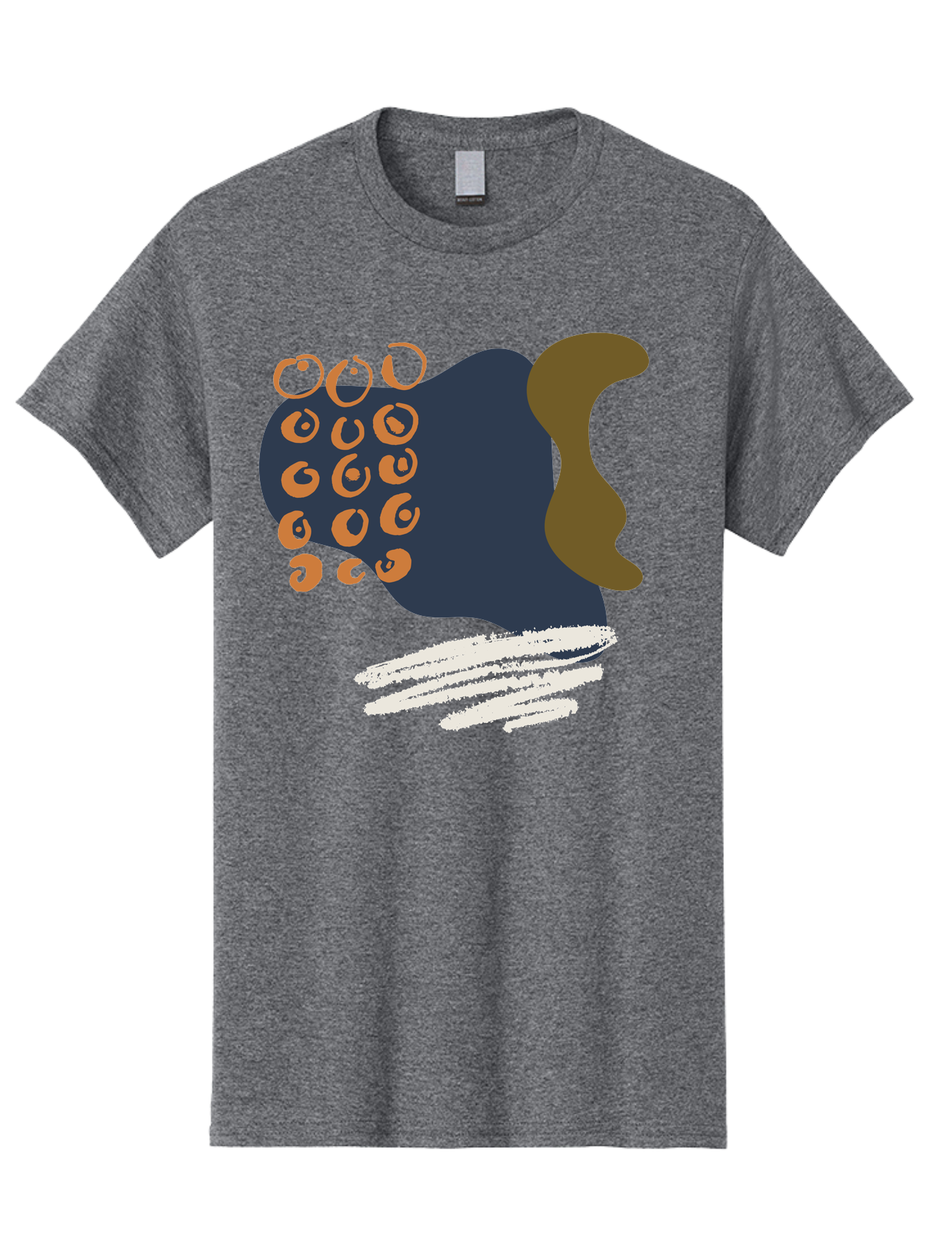 Octopus Men'S Graphic Tee, 100% Cotton, Comfortable Casual Summer Wear, Machine Washable, Octopus, Underwater Creature, Sea Animal, Abstract Art, Digital Illustration, Navy Blue, Orange, Brown And White Colors, Tentacles, Suckers, - Aaa473