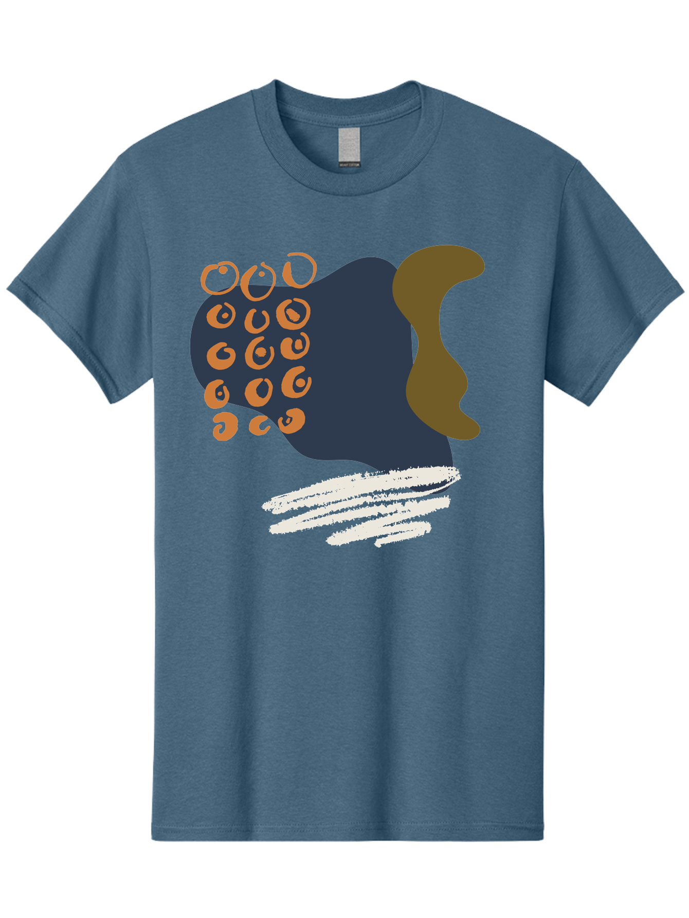 Octopus Men'S Graphic Tee, 100% Cotton, Comfortable Casual Summer Wear, Machine Washable, Octopus, Underwater Creature, Sea Animal, Abstract Art, Digital Illustration, Navy Blue, Orange, Brown And White Colors, Tentacles, Suckers, - Aaa473