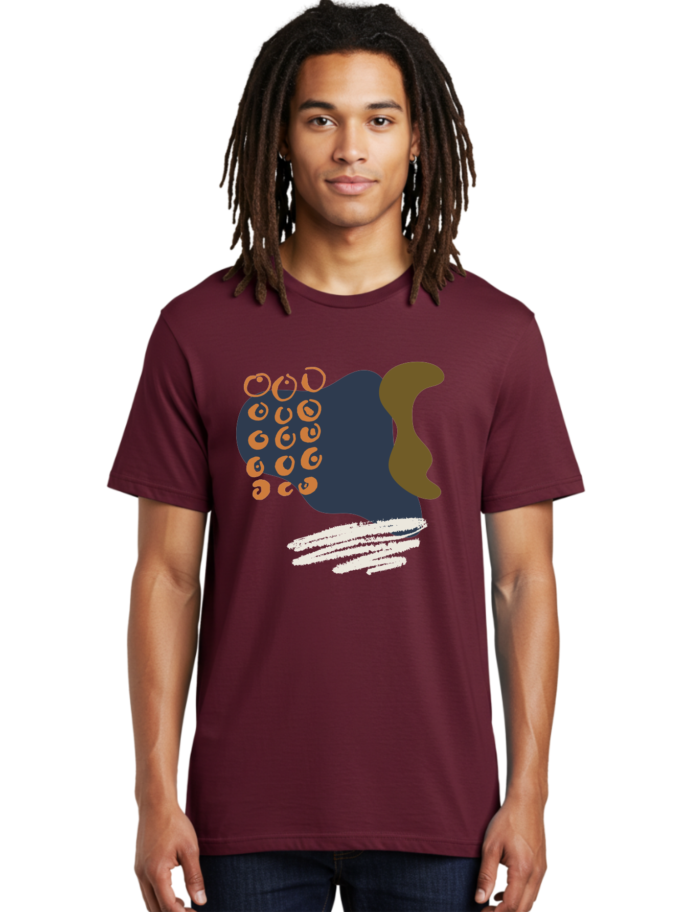 Octopus Men'S Graphic Tee, 100% Cotton, Comfortable Casual Summer Wear, Machine Washable, Octopus, Underwater Creature, Sea Animal, Abstract Art, Digital Illustration, Navy Blue, Orange, Brown And White Colors, Tentacles, Suckers, - Aaa473