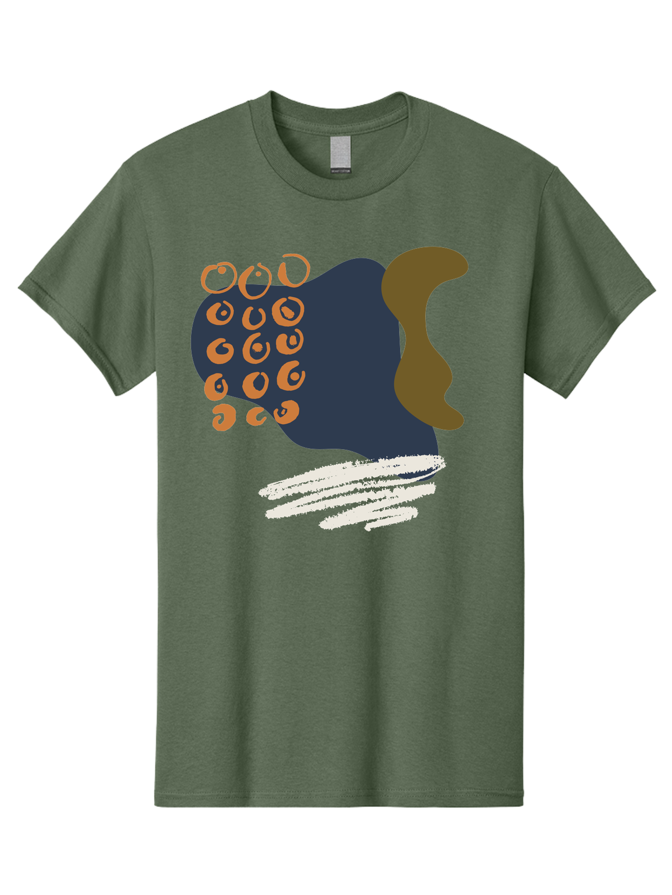 Octopus Men'S Graphic Tee, 100% Cotton, Comfortable Casual Summer Wear, Machine Washable, Octopus, Underwater Creature, Sea Animal, Abstract Art, Digital Illustration, Navy Blue, Orange, Brown And White Colors, Tentacles, Suckers, - Aaa473