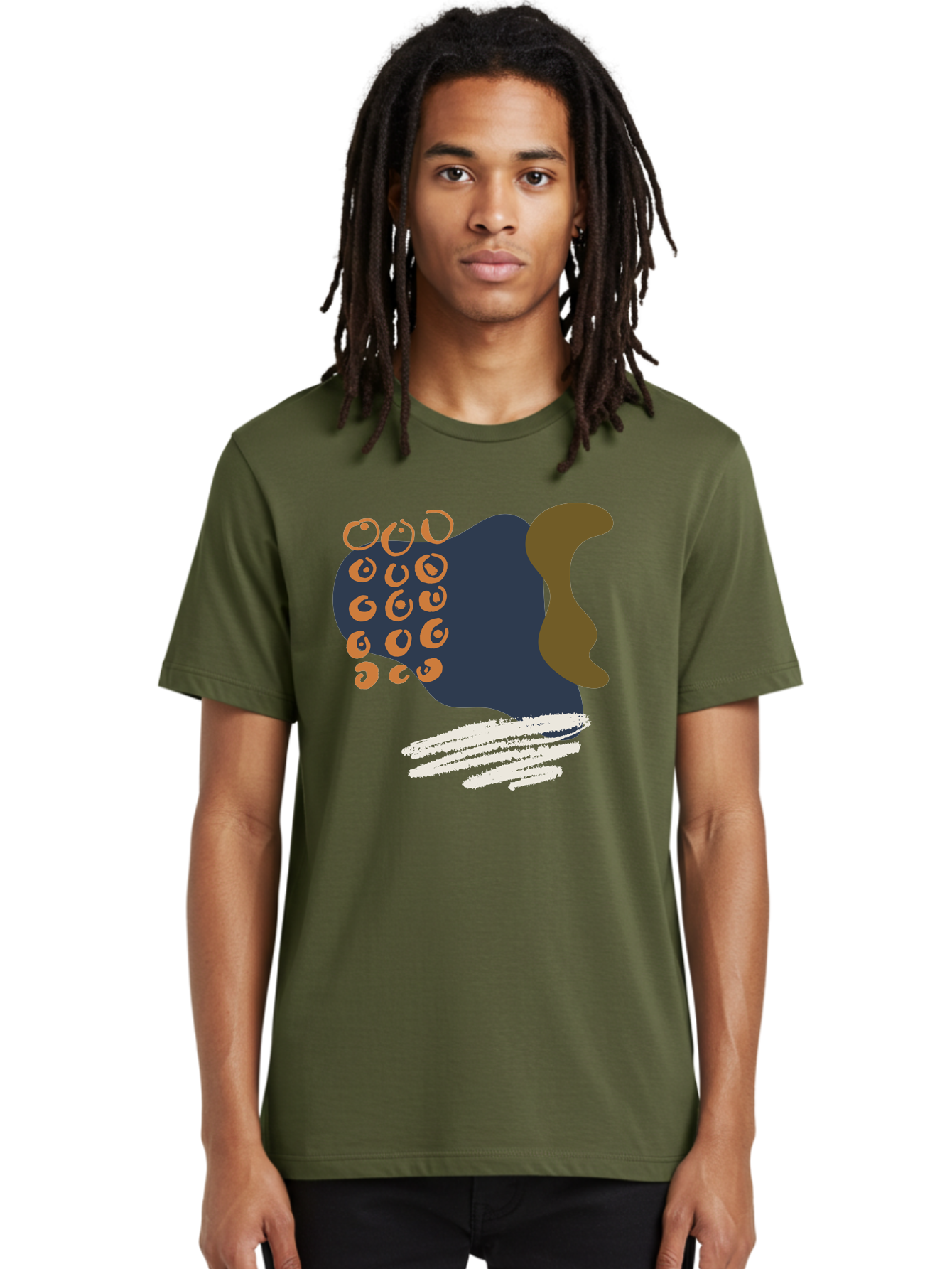 Octopus Men'S Graphic Tee, 100% Cotton, Comfortable Casual Summer Wear, Machine Washable, Octopus, Underwater Creature, Sea Animal, Abstract Art, Digital Illustration, Navy Blue, Orange, Brown And White Colors, Tentacles, Suckers, - Aaa473