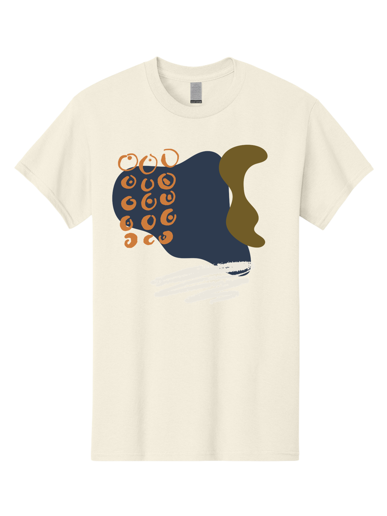 Octopus Men'S Graphic Tee, 100% Cotton, Comfortable Casual Summer Wear, Machine Washable, Octopus, Underwater Creature, Sea Animal, Abstract Art, Digital Illustration, Navy Blue, Orange, Brown And White Colors, Tentacles, Suckers, - Aaa473