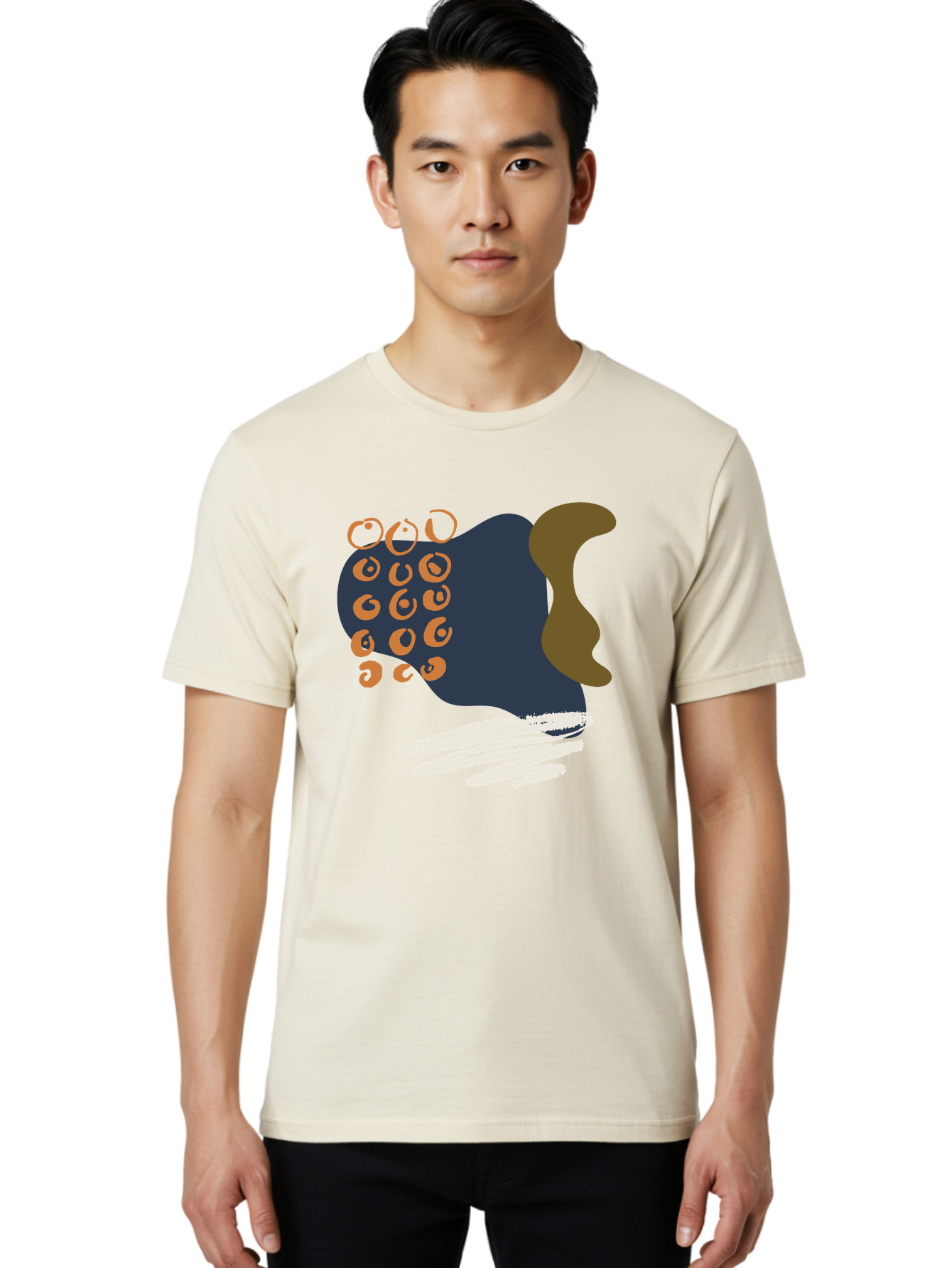 Octopus Men'S Graphic Tee, 100% Cotton, Comfortable Casual Summer Wear, Machine Washable, Octopus, Underwater Creature, Sea Animal, Abstract Art, Digital Illustration, Navy Blue, Orange, Brown And White Colors, Tentacles, Suckers, - Aaa473