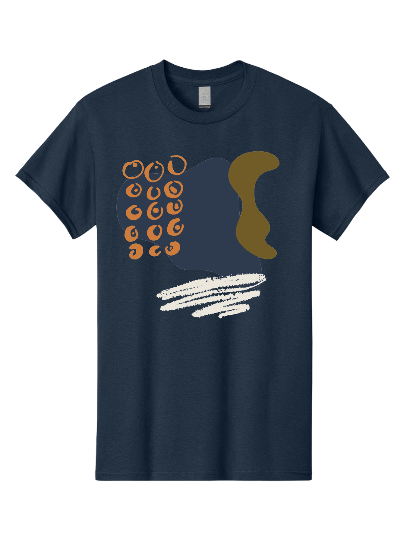 Octopus Men'S Graphic Tee, 100% Cotton, Comfortable Casual Summer Wear, Machine Washable, Octopus, Underwater Creature, Sea Animal, Abstract Art, Digital Illustration, Navy Blue, Orange, Brown And White Colors, Tentacles, Suckers, - Aaa473