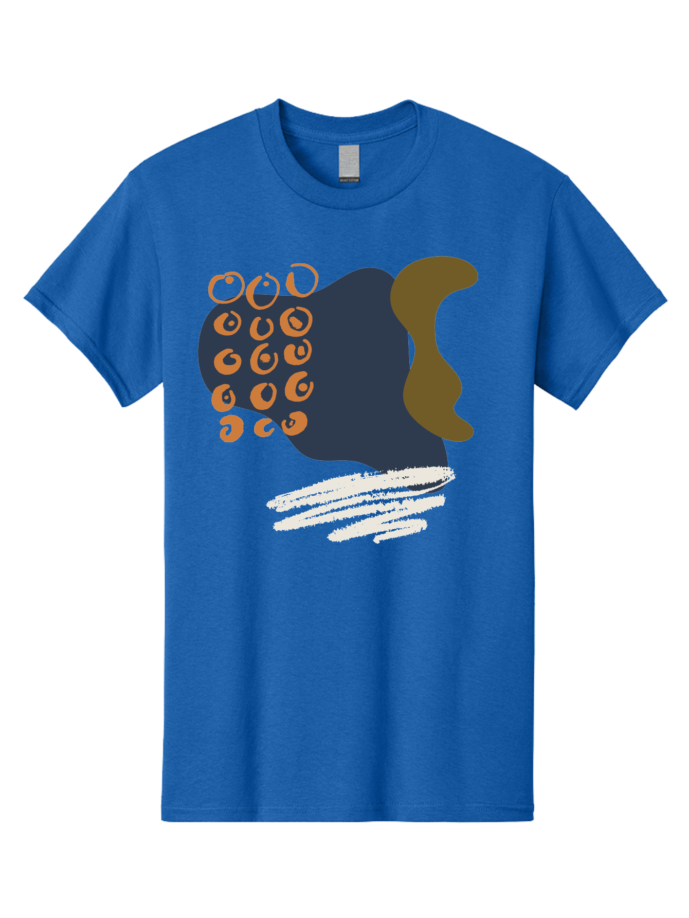 Octopus Men'S Graphic Tee, 100% Cotton, Comfortable Casual Summer Wear, Machine Washable, Octopus, Underwater Creature, Sea Animal, Abstract Art, Digital Illustration, Navy Blue, Orange, Brown And White Colors, Tentacles, Suckers, - Aaa473