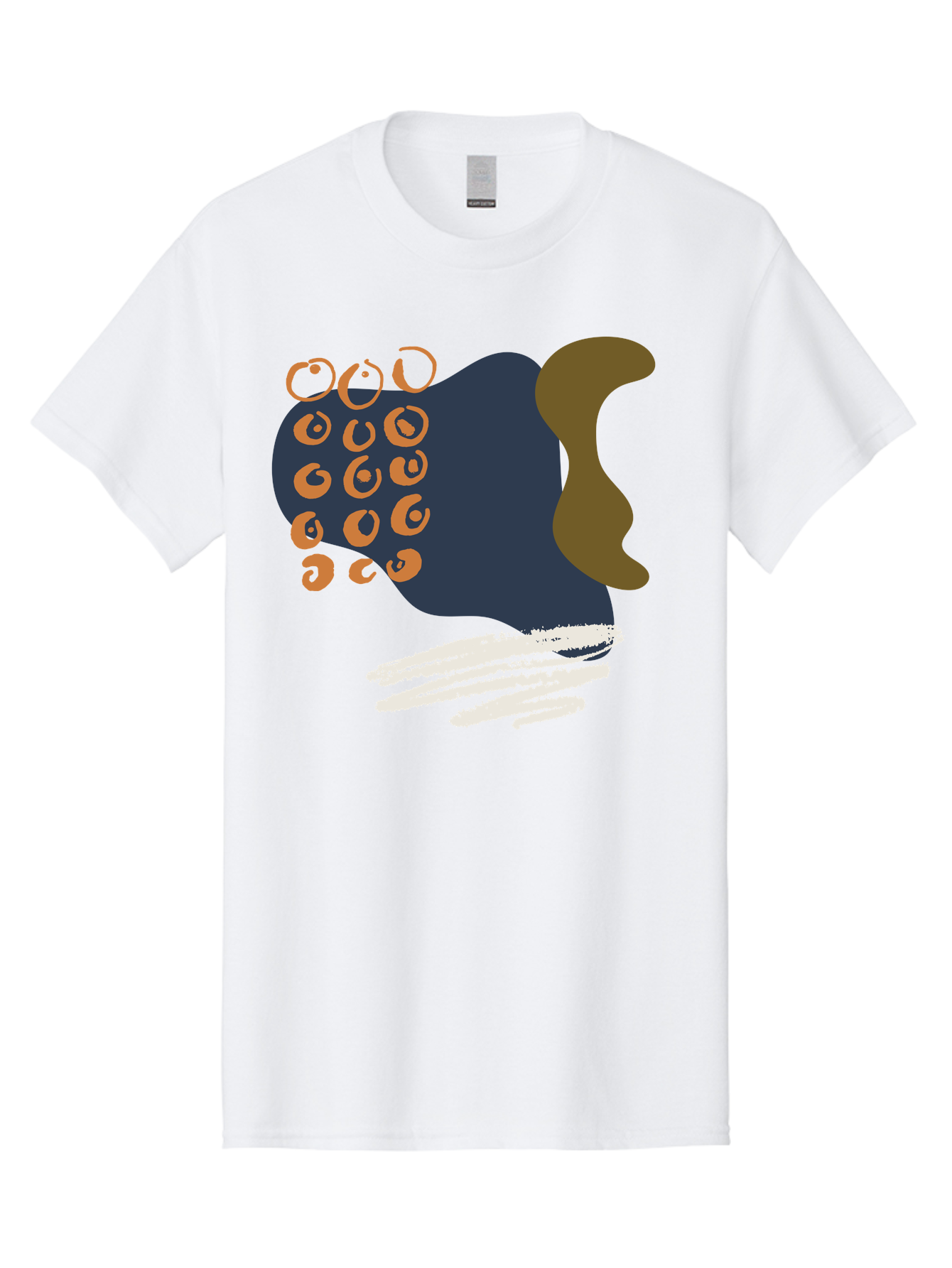 Octopus Men'S Graphic Tee, 100% Cotton, Comfortable Casual Summer Wear, Machine Washable, Octopus, Underwater Creature, Sea Animal, Abstract Art, Digital Illustration, Navy Blue, Orange, Brown And White Colors, Tentacles, Suckers, - Aaa473