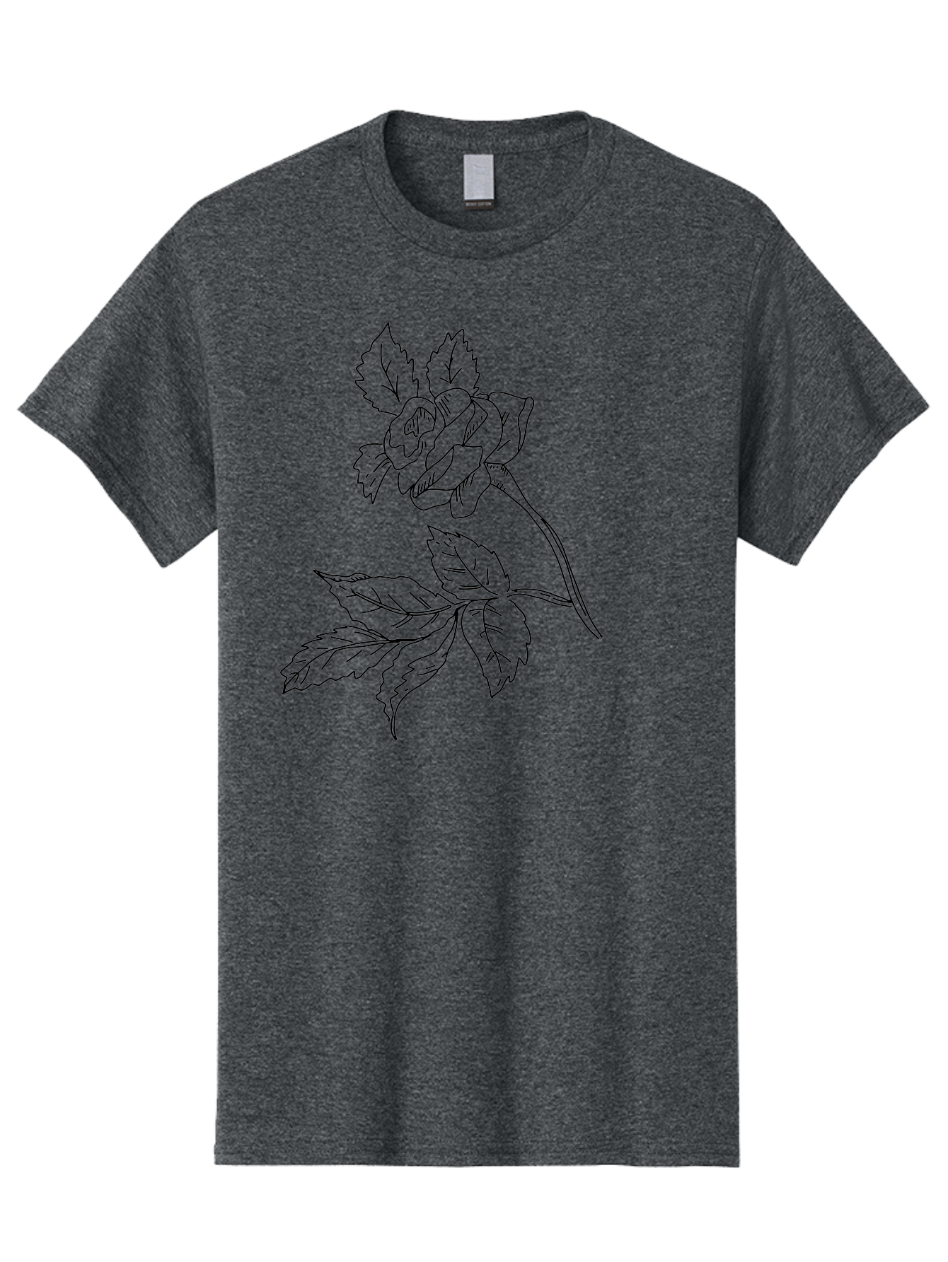 Rose Men'S Graphic Tee, 100% Cotton, Comfortable Casual Summer Wear, Machine Washable, Line Art Rose, Botanical Illustration, Floral Design, Elegant Flower, Simple Yet Sophisticated, Classic Rose Motif, Minimalist Art - Aaa479