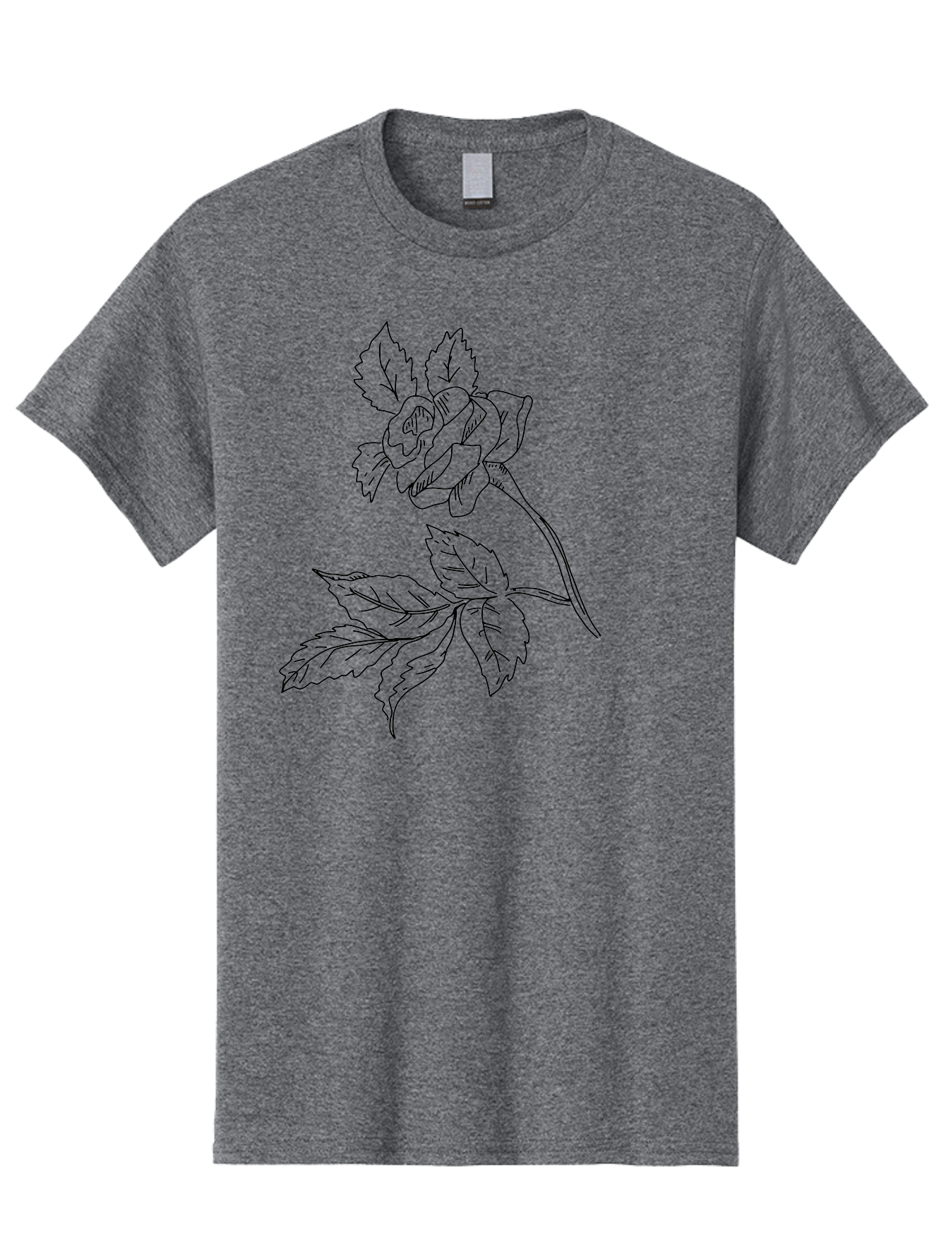 Rose Men'S Graphic Tee, 100% Cotton, Comfortable Casual Summer Wear, Machine Washable, Line Art Rose, Botanical Illustration, Floral Design, Elegant Flower, Simple Yet Sophisticated, Classic Rose Motif, Minimalist Art - Aaa479