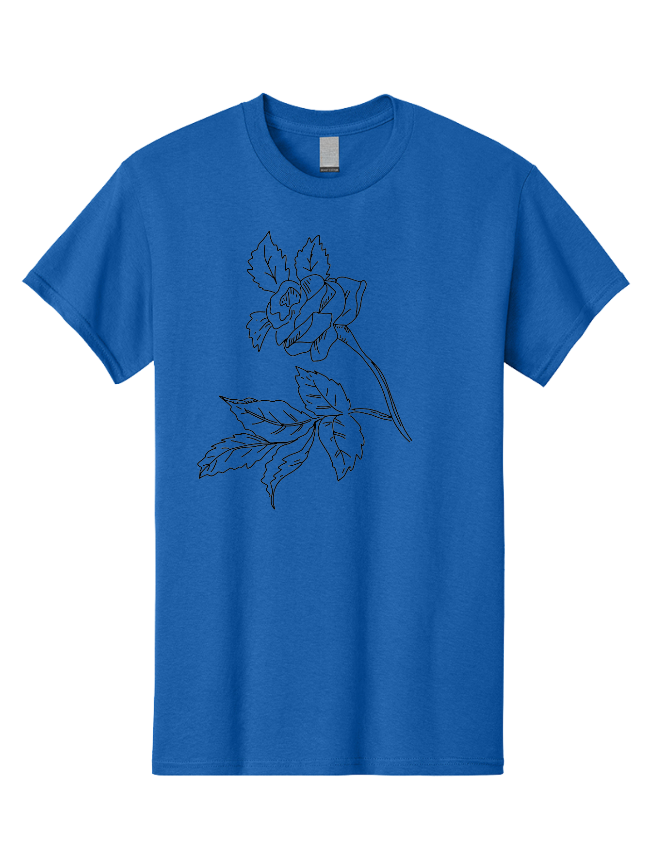 Rose Men'S Graphic Tee, 100% Cotton, Comfortable Casual Summer Wear, Machine Washable, Line Art Rose, Botanical Illustration, Floral Design, Elegant Flower, Simple Yet Sophisticated, Classic Rose Motif, Minimalist Art - Aaa479