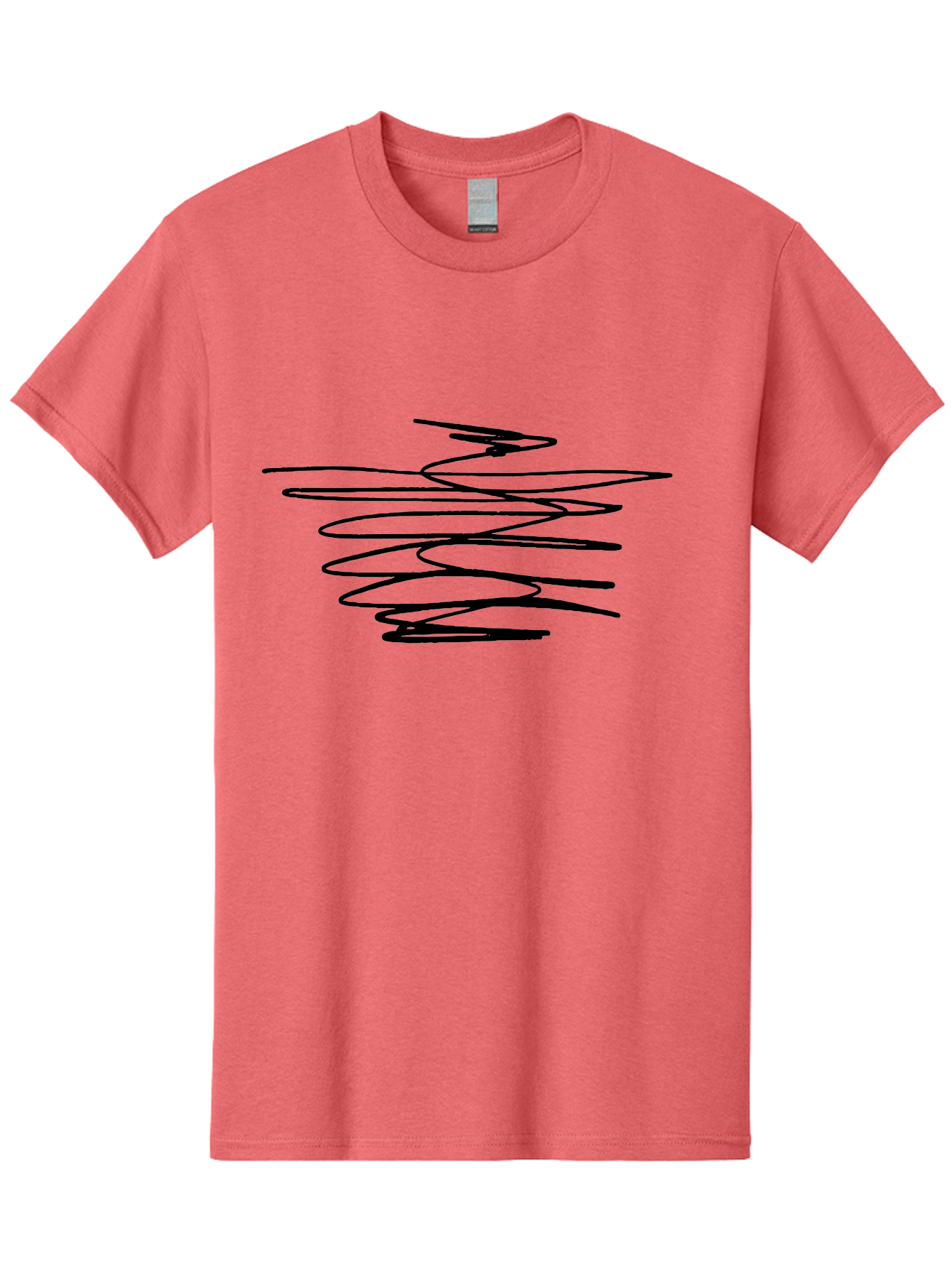 Scribble-1 Men'S Graphic Tee, 100% Cotton, Comfortable Casual Summer Wear, Machine Washable, Black Squiggle, Abstract Art, Modern Design, Creative Expression, Artistic Freedom, Wavy Lines, Dynamic Movement - Aaa481