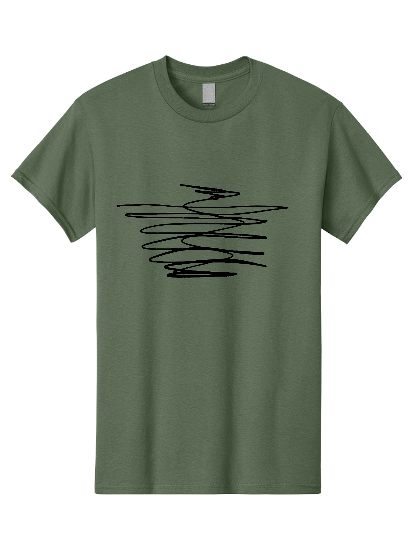 Scribble-1 Men'S Graphic Tee, 100% Cotton, Comfortable Casual Summer Wear, Machine Washable, Black Squiggle, Abstract Art, Modern Design, Creative Expression, Artistic Freedom, Wavy Lines, Dynamic Movement - Aaa481