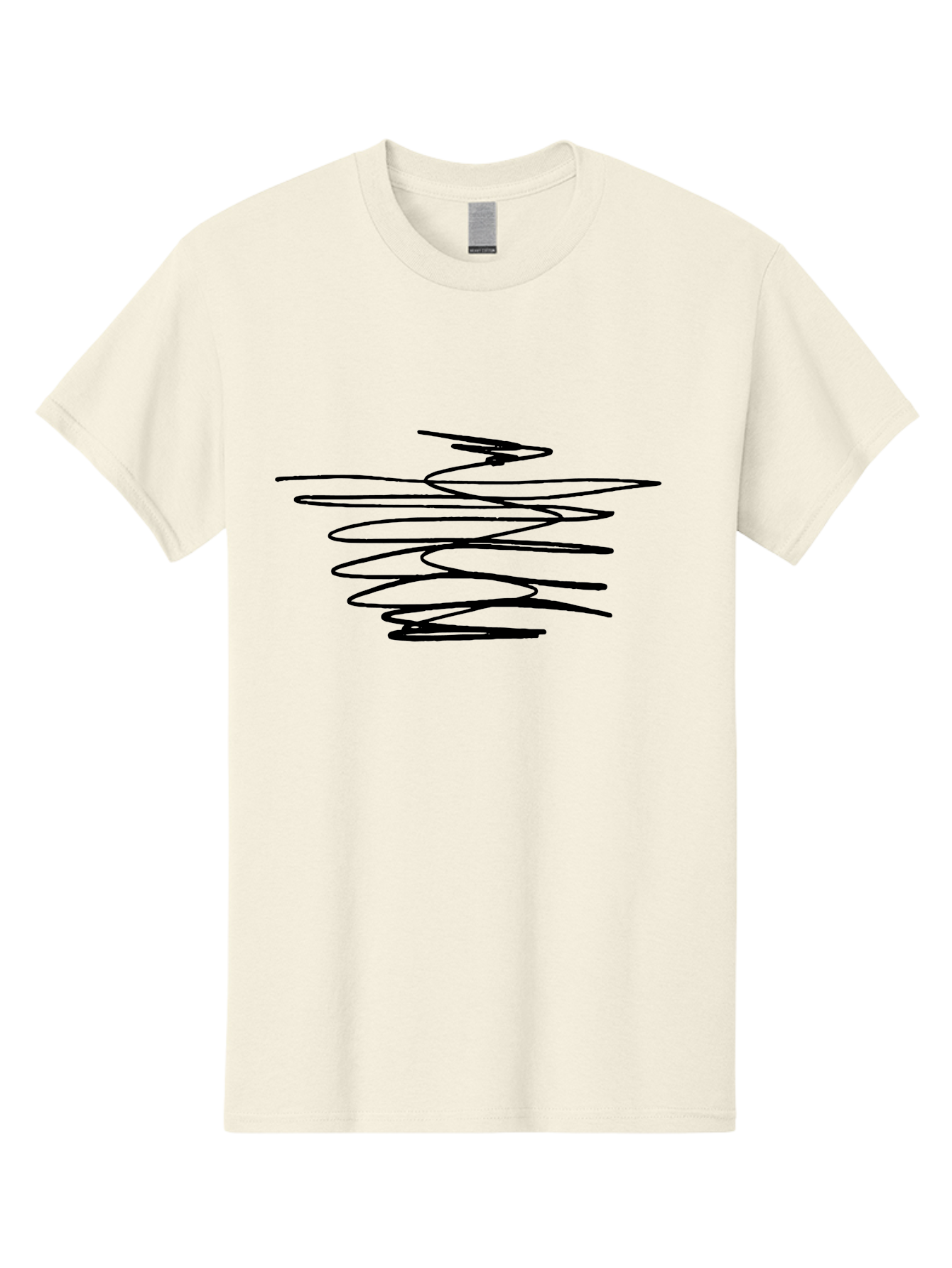 Scribble-1 Men'S Graphic Tee, 100% Cotton, Comfortable Casual Summer Wear, Machine Washable, Black Squiggle, Abstract Art, Modern Design, Creative Expression, Artistic Freedom, Wavy Lines, Dynamic Movement - Aaa481