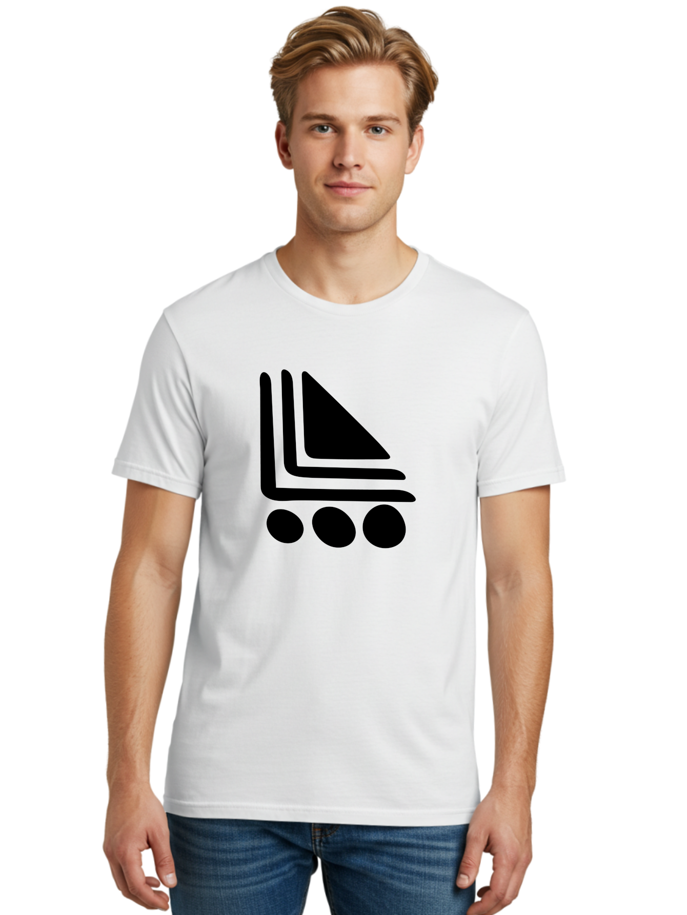 Shopping-Cart Men'S Graphic Tee, 100% Cotton, Comfortable Casual Summer Wear, Machine Washable, Shopping Cart Icon, E-Commerce Symbol, Online Shopping, Digital Marketplace, Minimalist Design, Bold Graphics, Black Silhouette - Aaa487