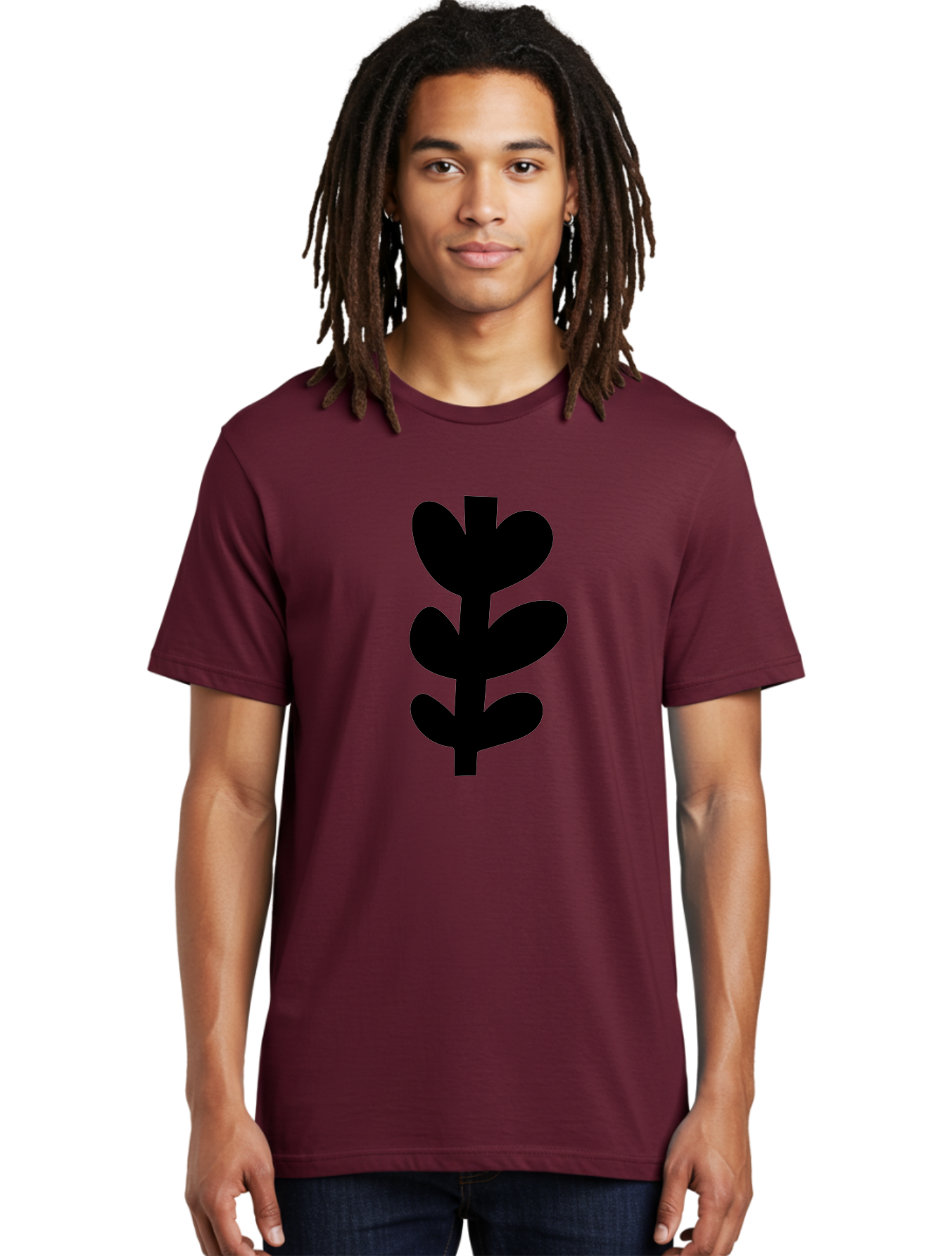 Silhouette-Of-Wheat-Or-Barley Men'S Graphic Tee, 100% Cotton, Comfortable Casual Summer Wear, Machine Washable, Black Plant Silhouette, Simple Design, Minimalist Art, Nature-Inspired Graphic, Leafy Stem, Botanical Icon, Modern Illustration - Aaa488