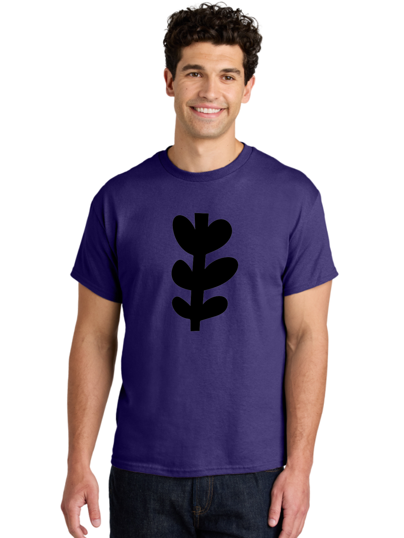 Silhouette-Of-Wheat-Or-Barley Men'S Graphic Tee, 100% Cotton, Comfortable Casual Summer Wear, Machine Washable, Black Plant Silhouette, Simple Design, Minimalist Art, Nature-Inspired Graphic, Leafy Stem, Botanical Icon, Modern Illustration - Aaa488