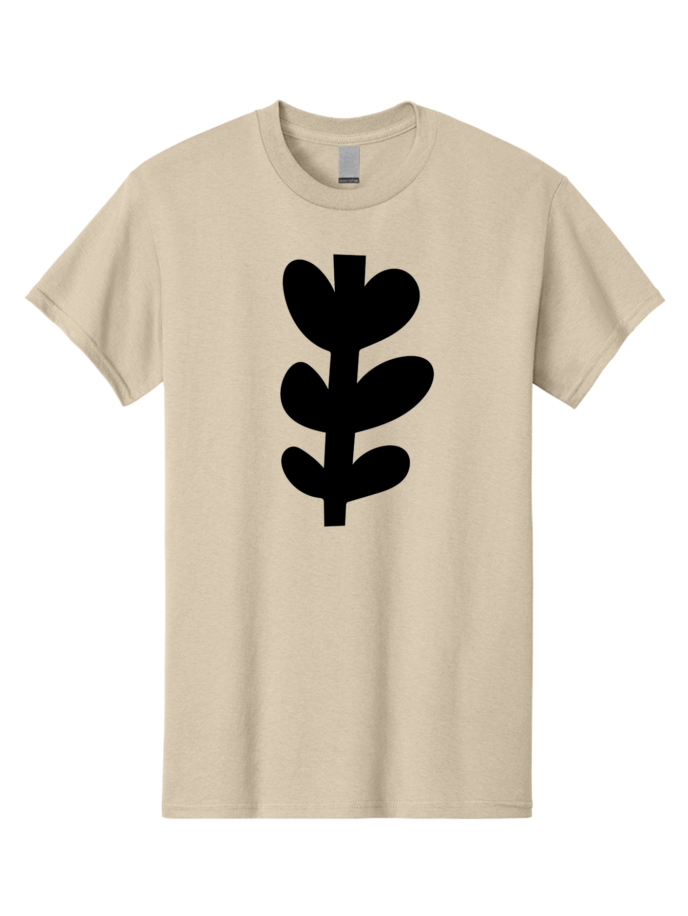 Silhouette-Of-Wheat-Or-Barley Men'S Graphic Tee, 100% Cotton, Comfortable Casual Summer Wear, Machine Washable, Black Plant Silhouette, Simple Design, Minimalist Art, Nature-Inspired Graphic, Leafy Stem, Botanical Icon, Modern Illustration - Aaa488
