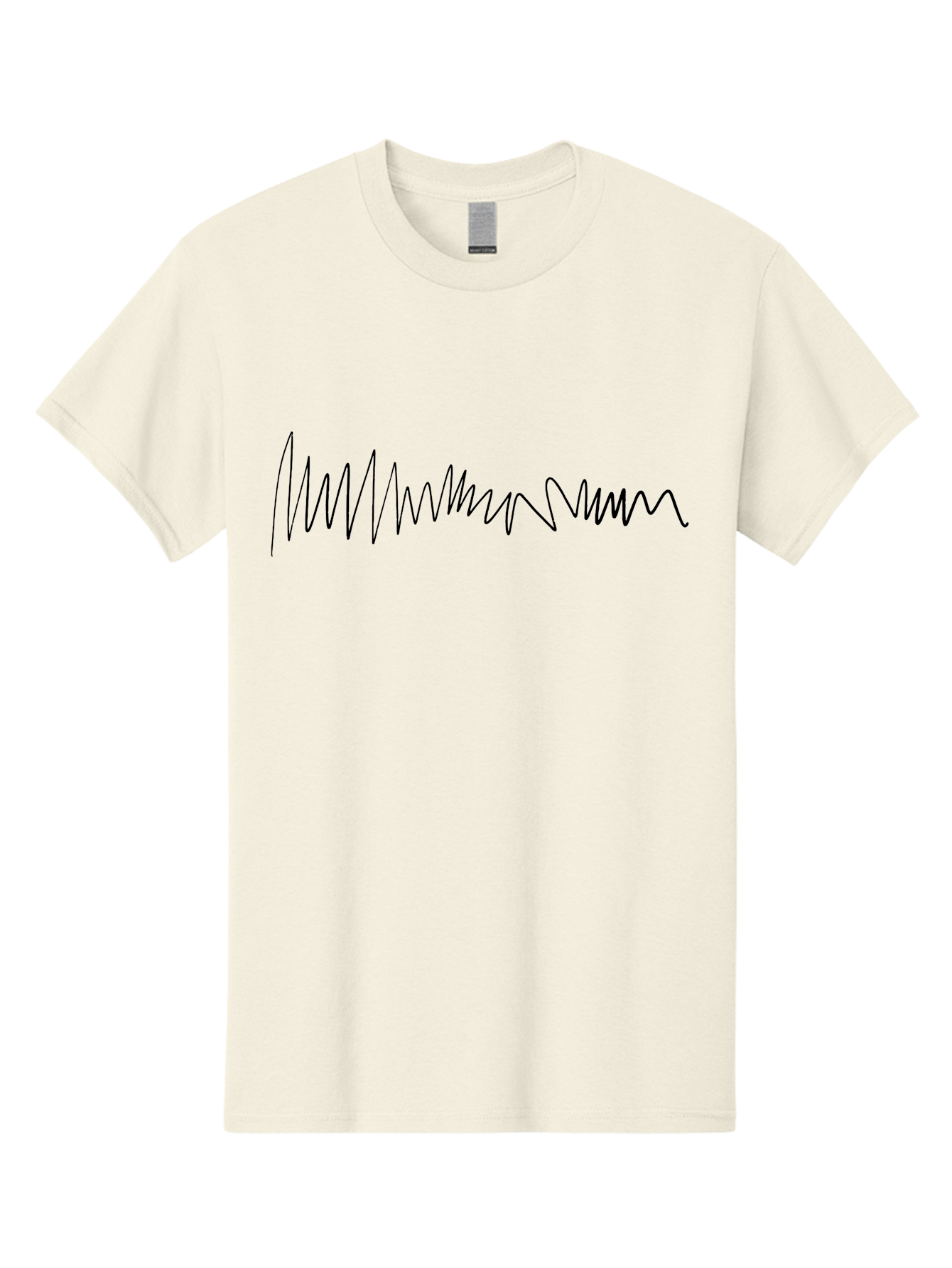 Squiggly-Line Men'S Graphic Tee, 100% Cotton, Comfortable Casual Summer Wear, Machine Washable, Scribble Line, Wavy Pattern, Abstract Design, Simple Graphics, Minimalist Art, Black Line On Green, Geometric Pattern, Hand Drawn - Aaa490