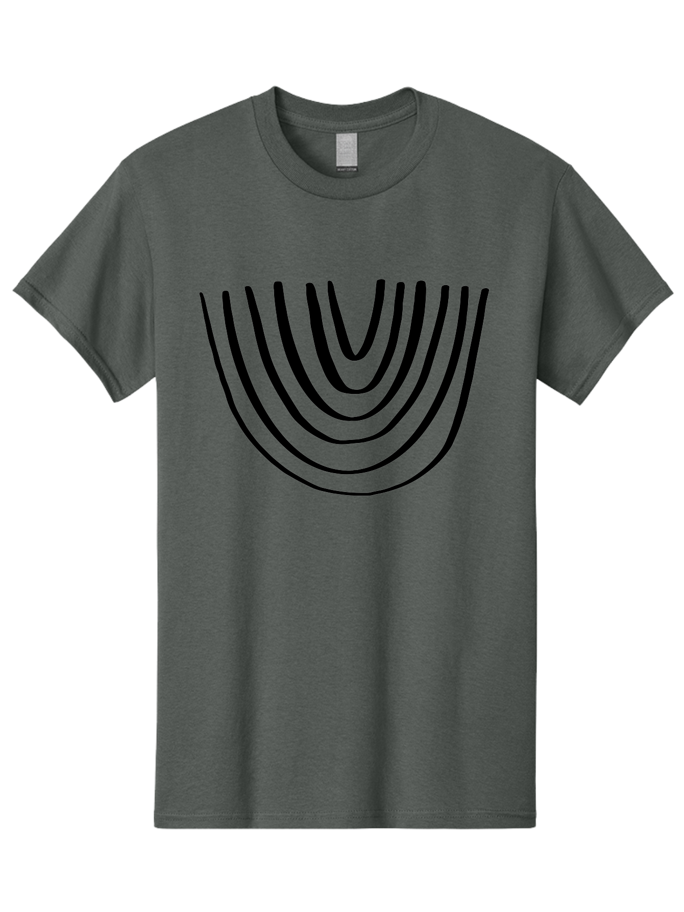 Stacked-Arches Men'S Graphic Tee, 100% Cotton, Comfortable Casual Summer Wear, Machine Washable, Black Arches, Curved Lines, Minimalist Design, Simple Shapes, Abstract Art, Geometric Pattern, Bold Graphics - Aaa491